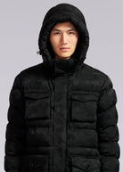 Sandbanks Carbon Collection C6 ECONYL® Branksome Long Puffer Jacket - Black Camo - Sandbanks