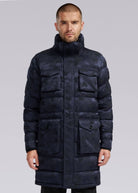 Sandbanks Carbon Collection ECONYL® Branksome Long Puffer Jacket - Navy Camo - Sandbanks