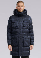 Sandbanks Carbon Collection ECONYL® Branksome Long Puffer Jacket - Navy Camo - Sandbanks