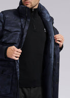 Sandbanks Carbon Collection ECONYL® Branksome Long Puffer Jacket - Navy Camo - Sandbanks