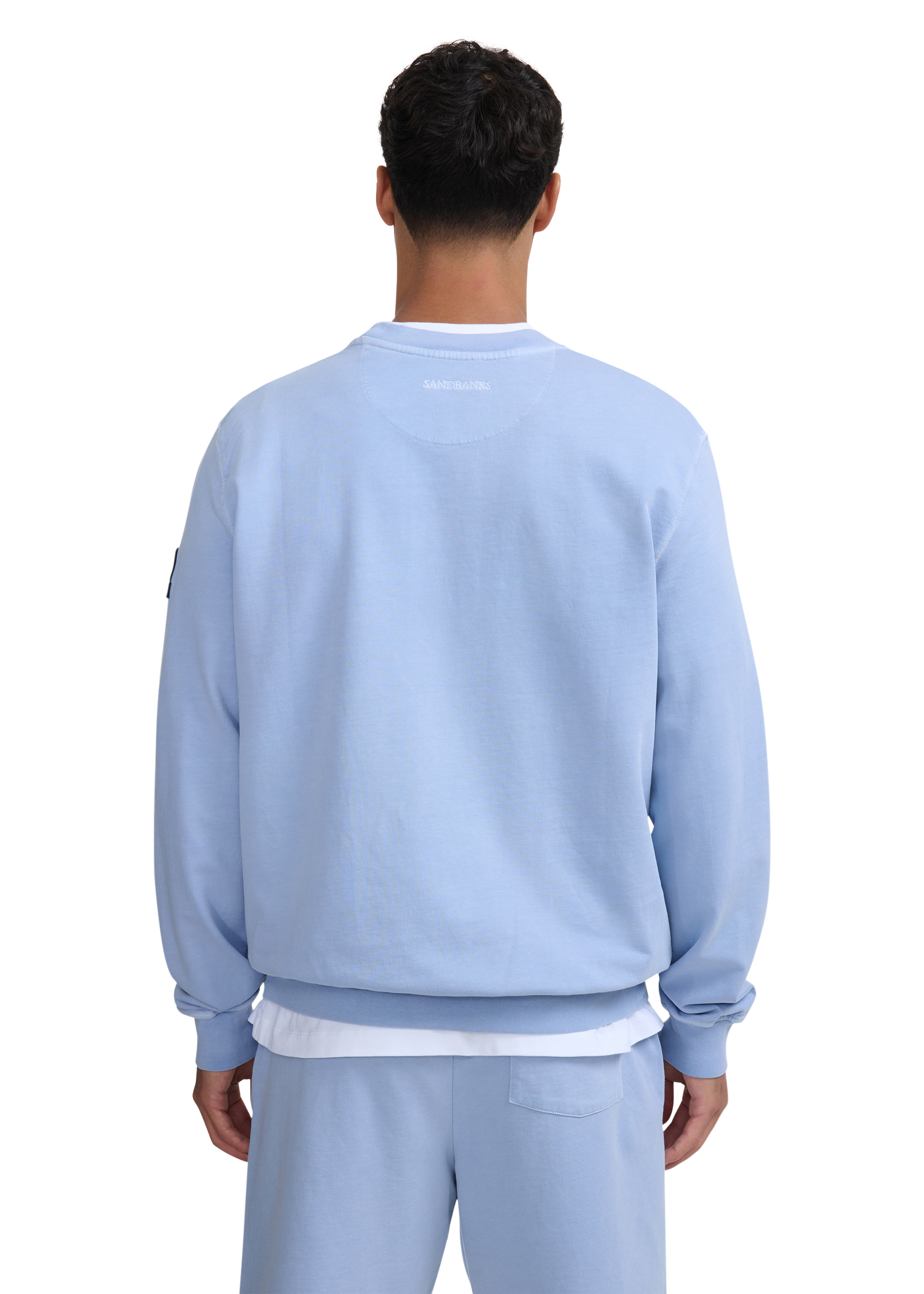 Sandbanks Badge Logo Mineral Wash Sweatshirt - Dusty Blue