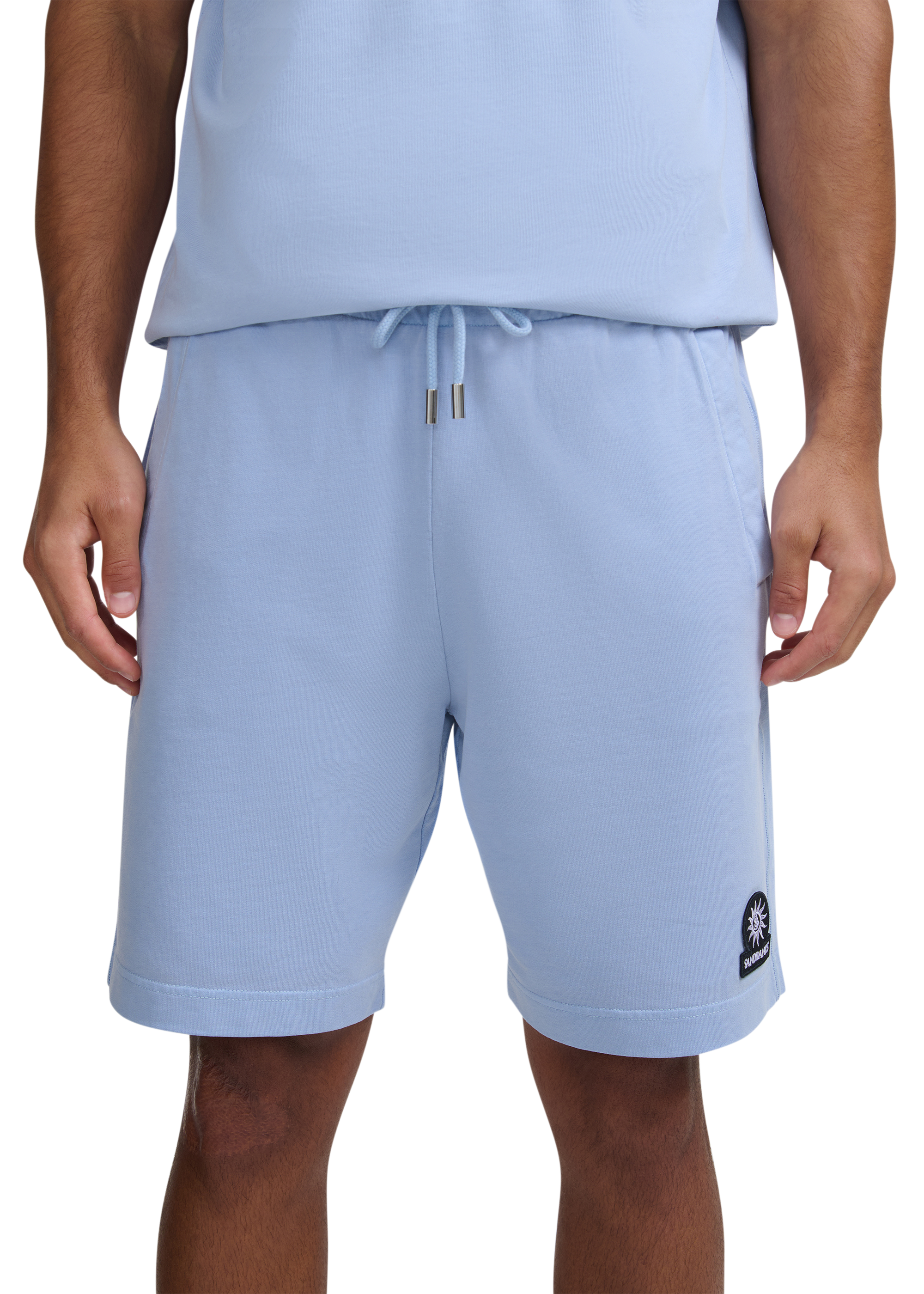 Sandbanks Badge Logo Mineral Wash Short - Dusty Blue