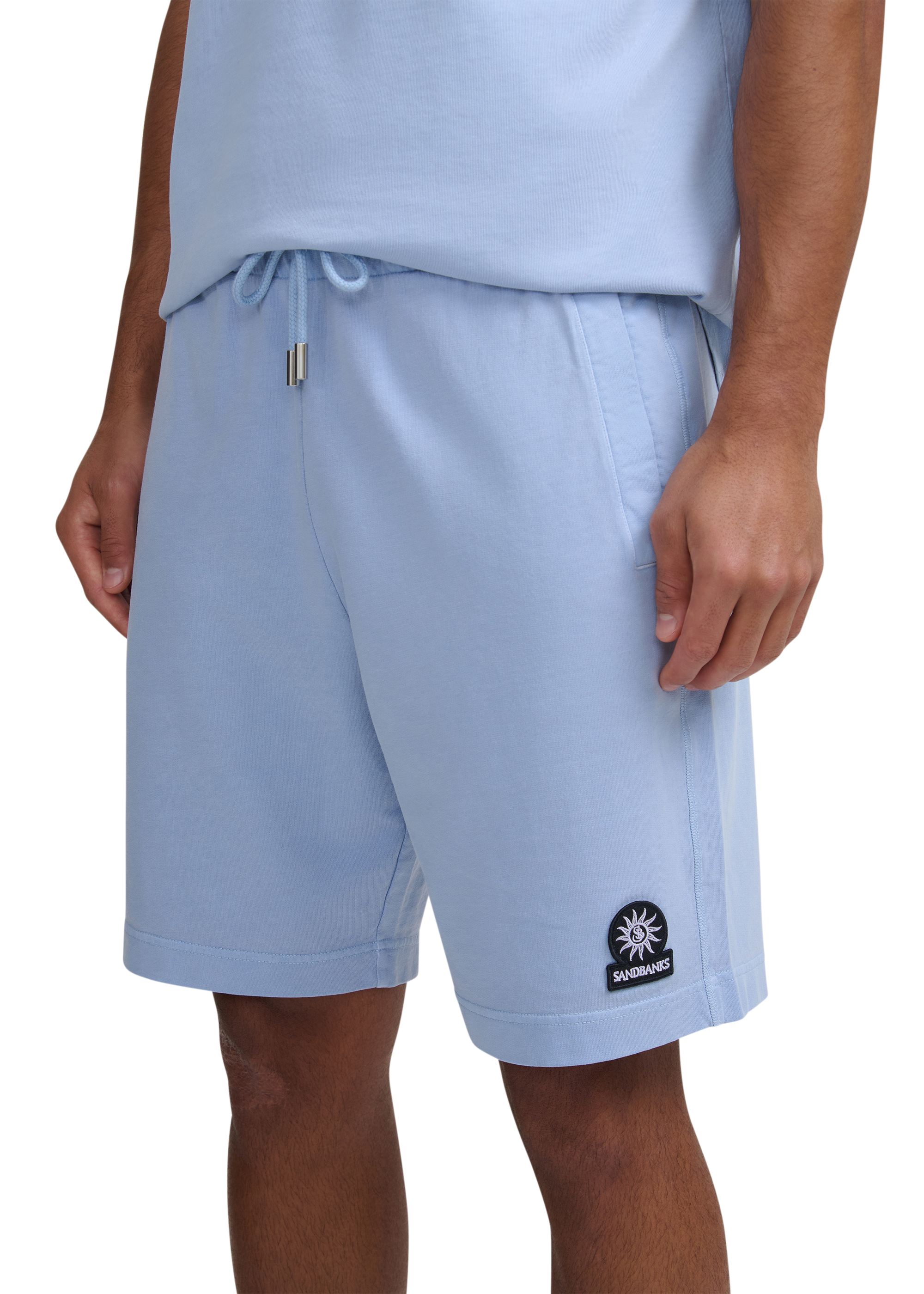 Sandbanks Badge Logo Mineral Wash Short - Dusty Blue