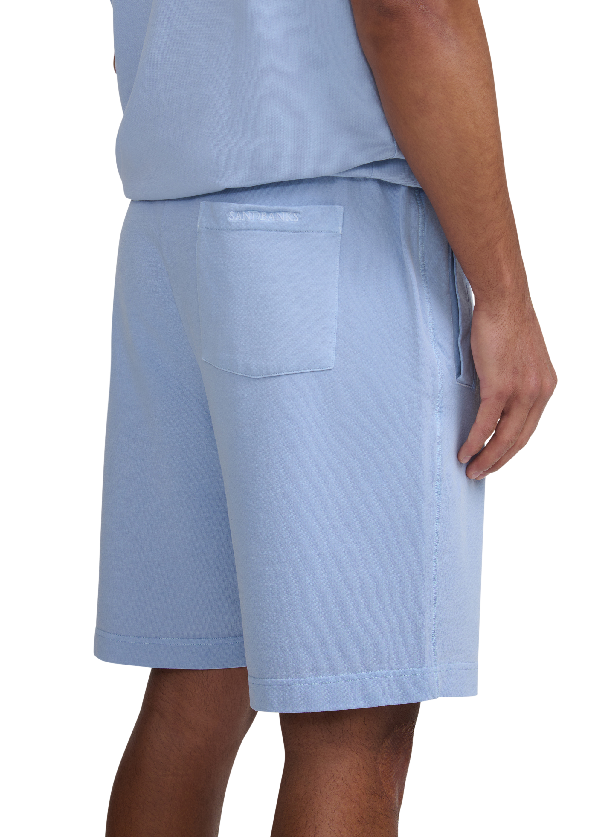 Sandbanks Badge Logo Mineral Wash Short - Dusty Blue