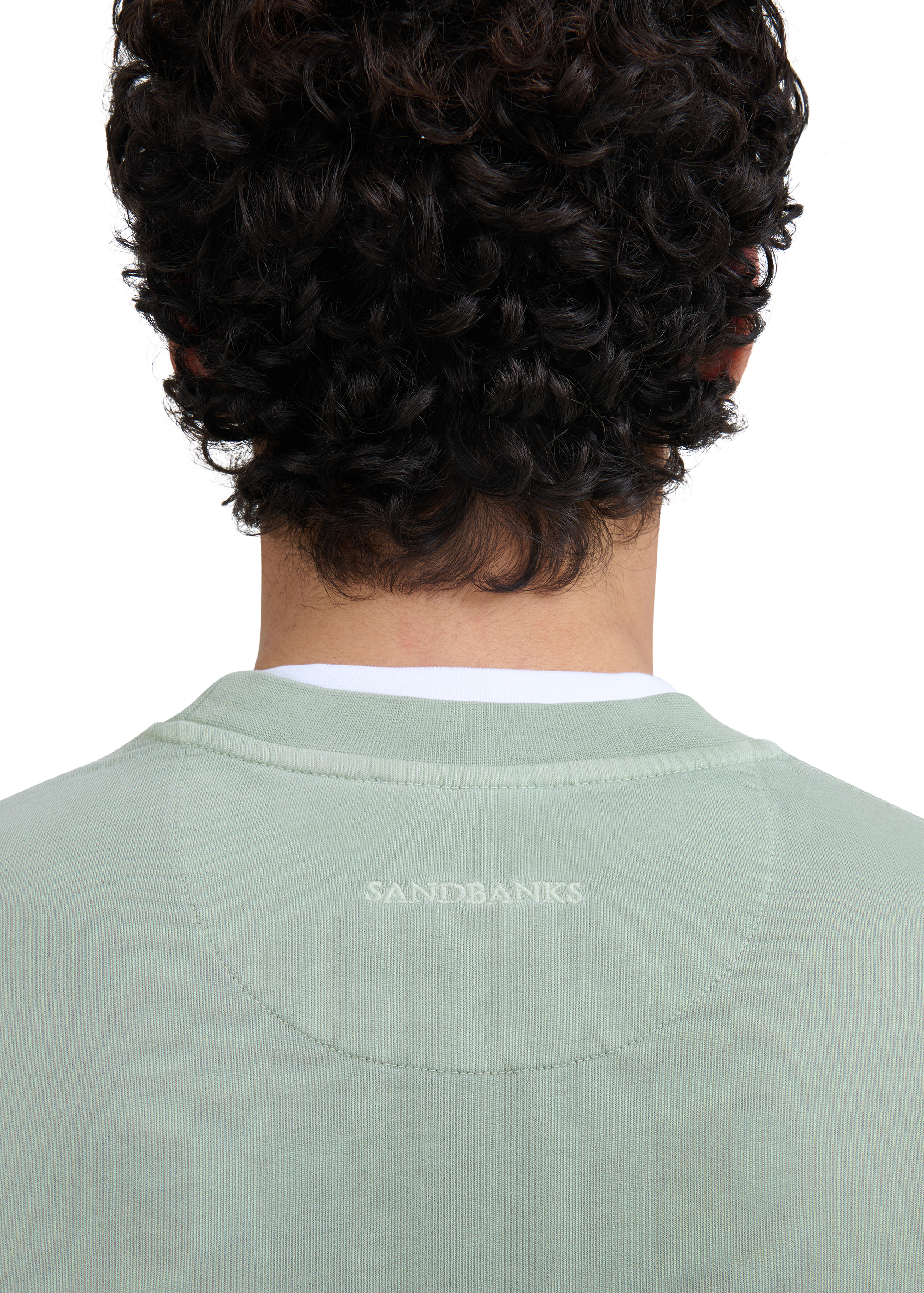 Sandbanks Badge Logo Mineral Wash Sweatshirt - Sage