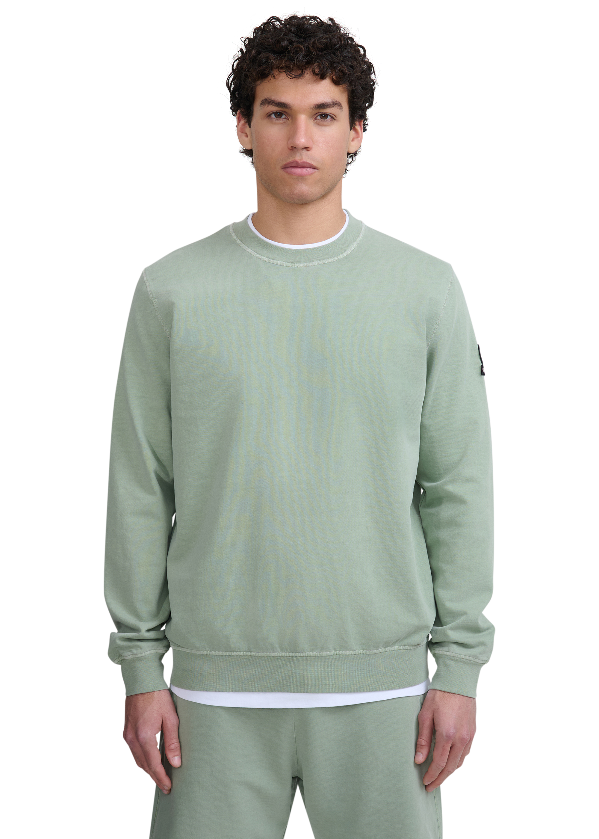 Sandbanks Badge Logo Mineral Wash Sweatshirt - Sage