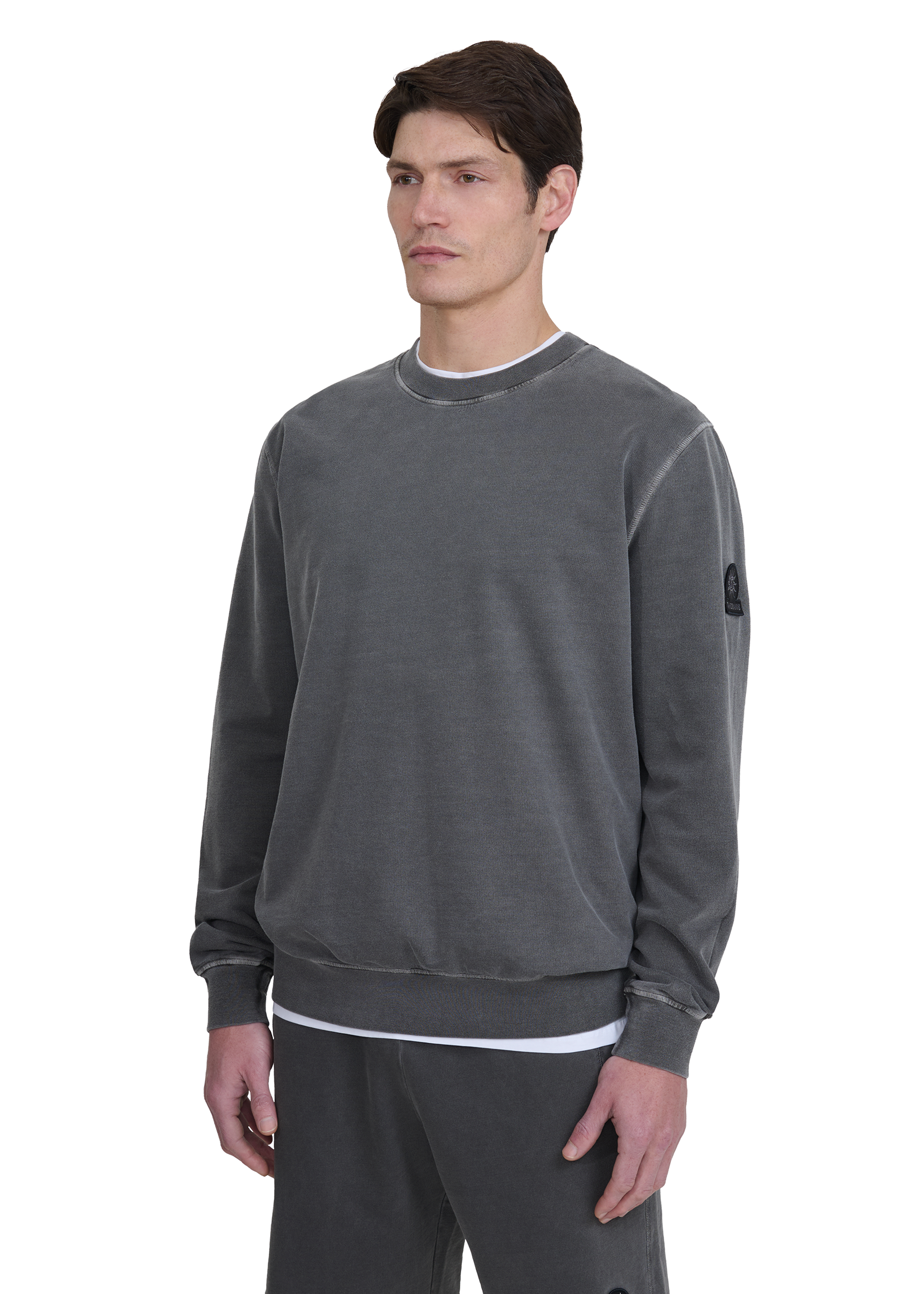 Sandbanks Badge Logo Mineral Wash Sweatshirt - Slate