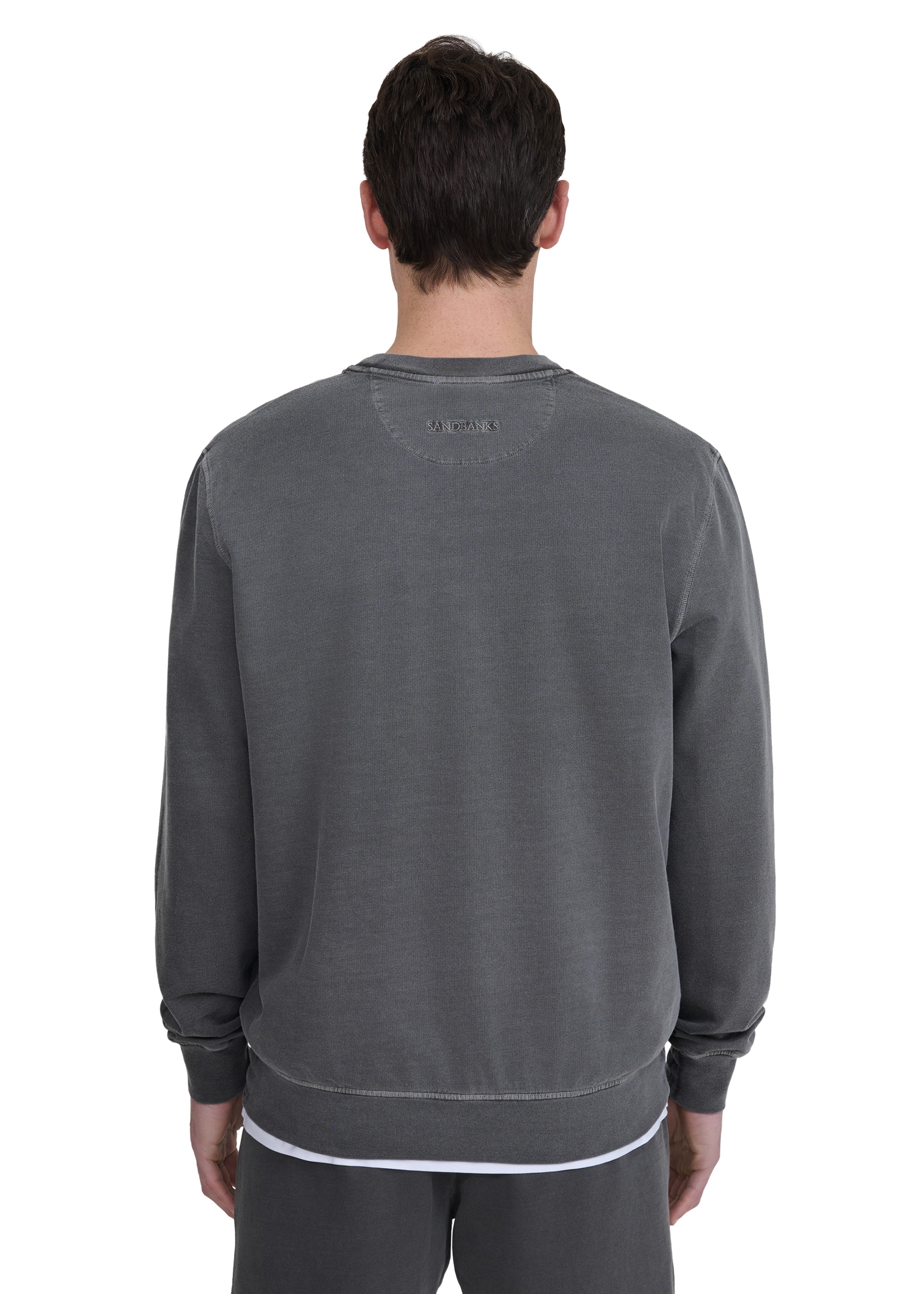 Sandbanks Badge Logo Mineral Wash Sweatshirt - Slate