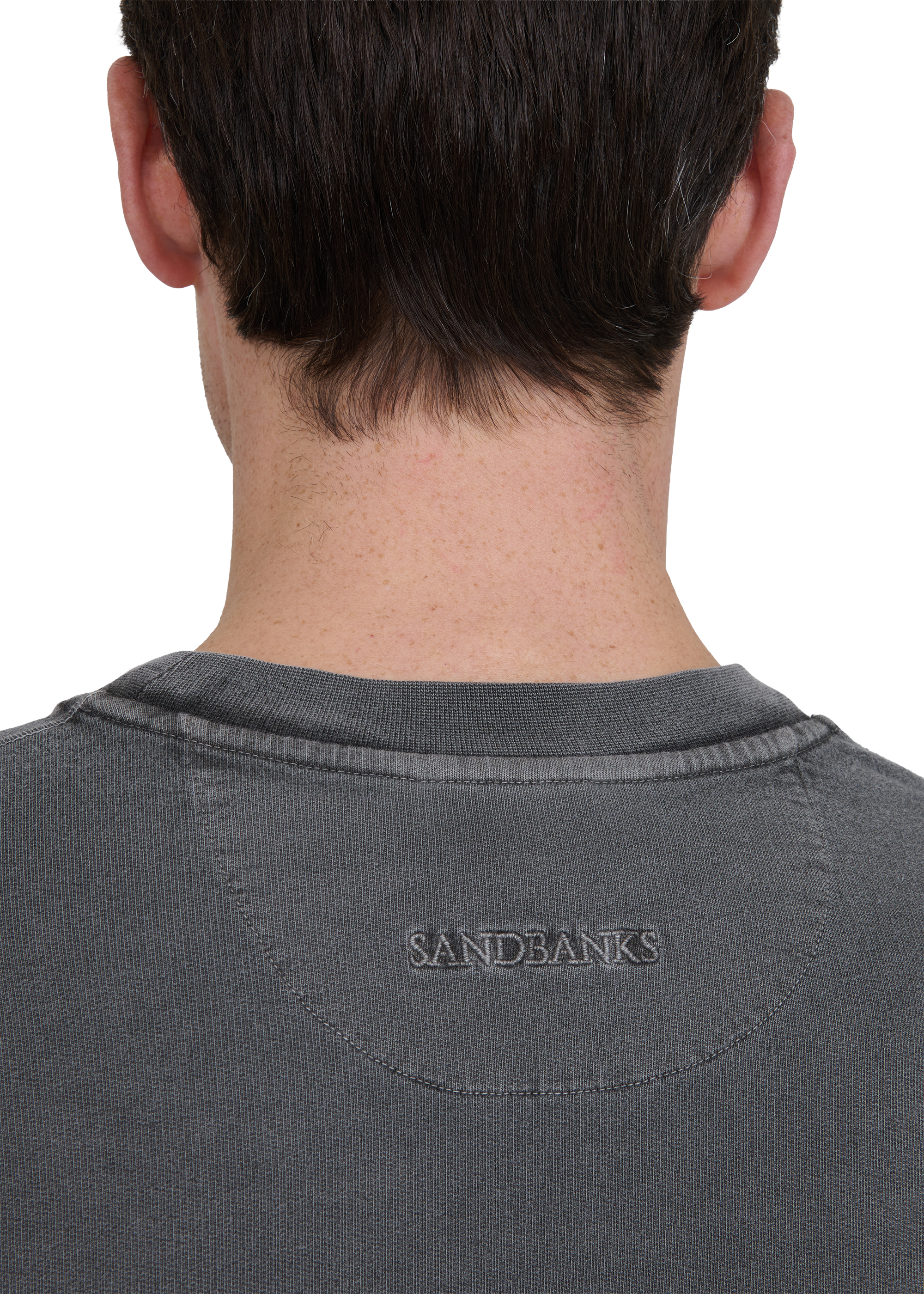 Sandbanks Badge Logo Mineral Wash Sweatshirt - Slate
