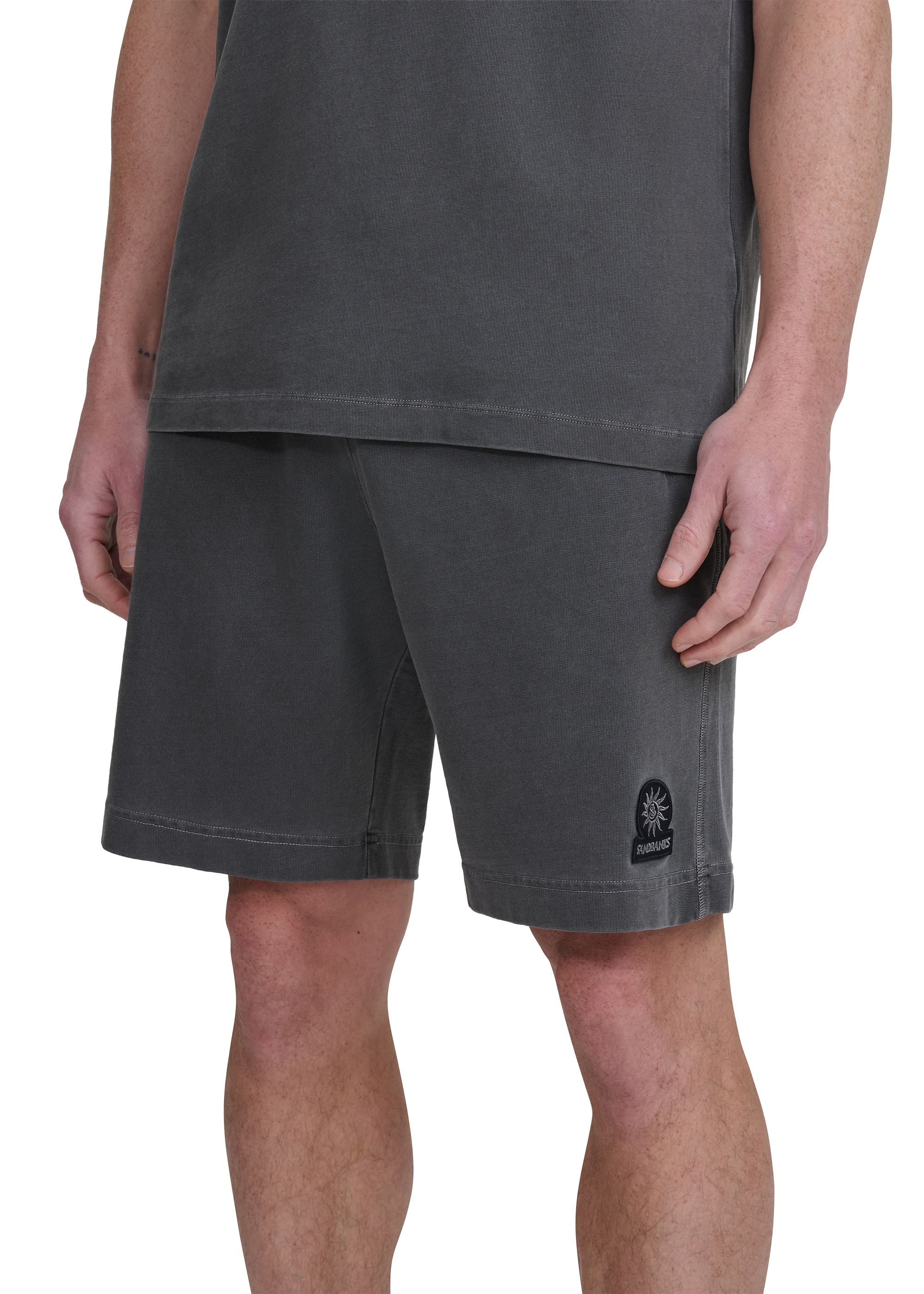 Sandbanks Badge Logo Mineral Wash Short - Slate