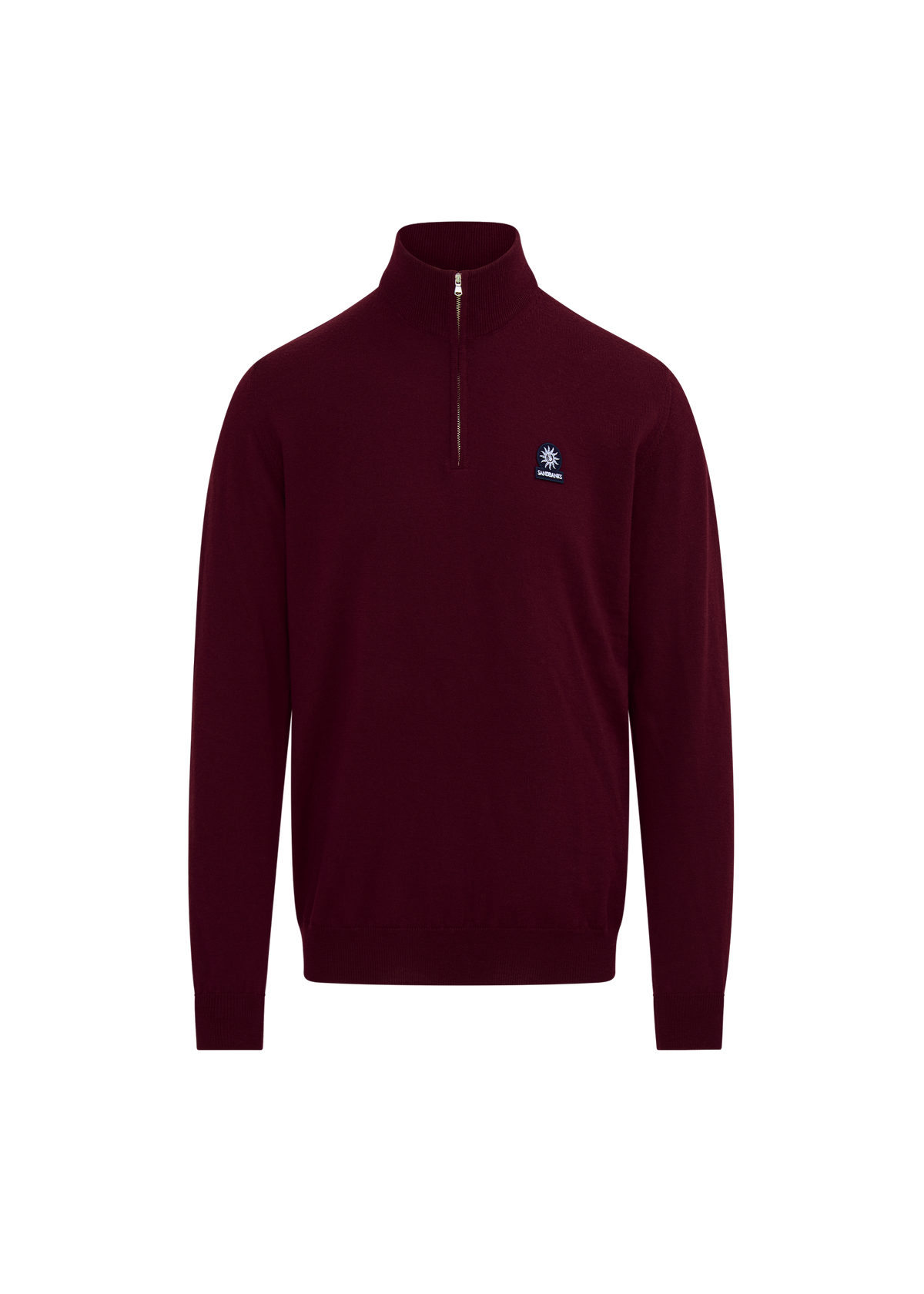 Sandbanks Merino Wool Quarter Zip Knitted Jumper - Port