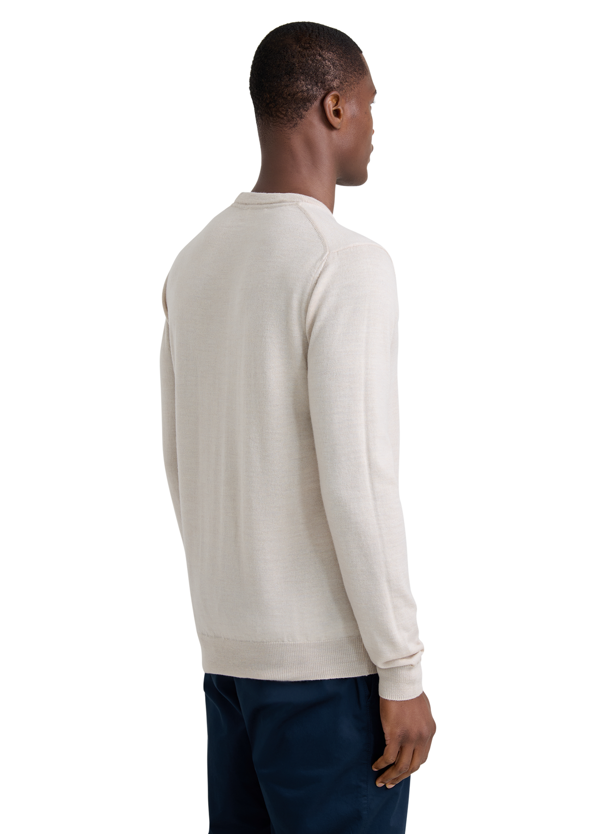 Sandbanks Merino Wool Crew Neck Jumper - Stone