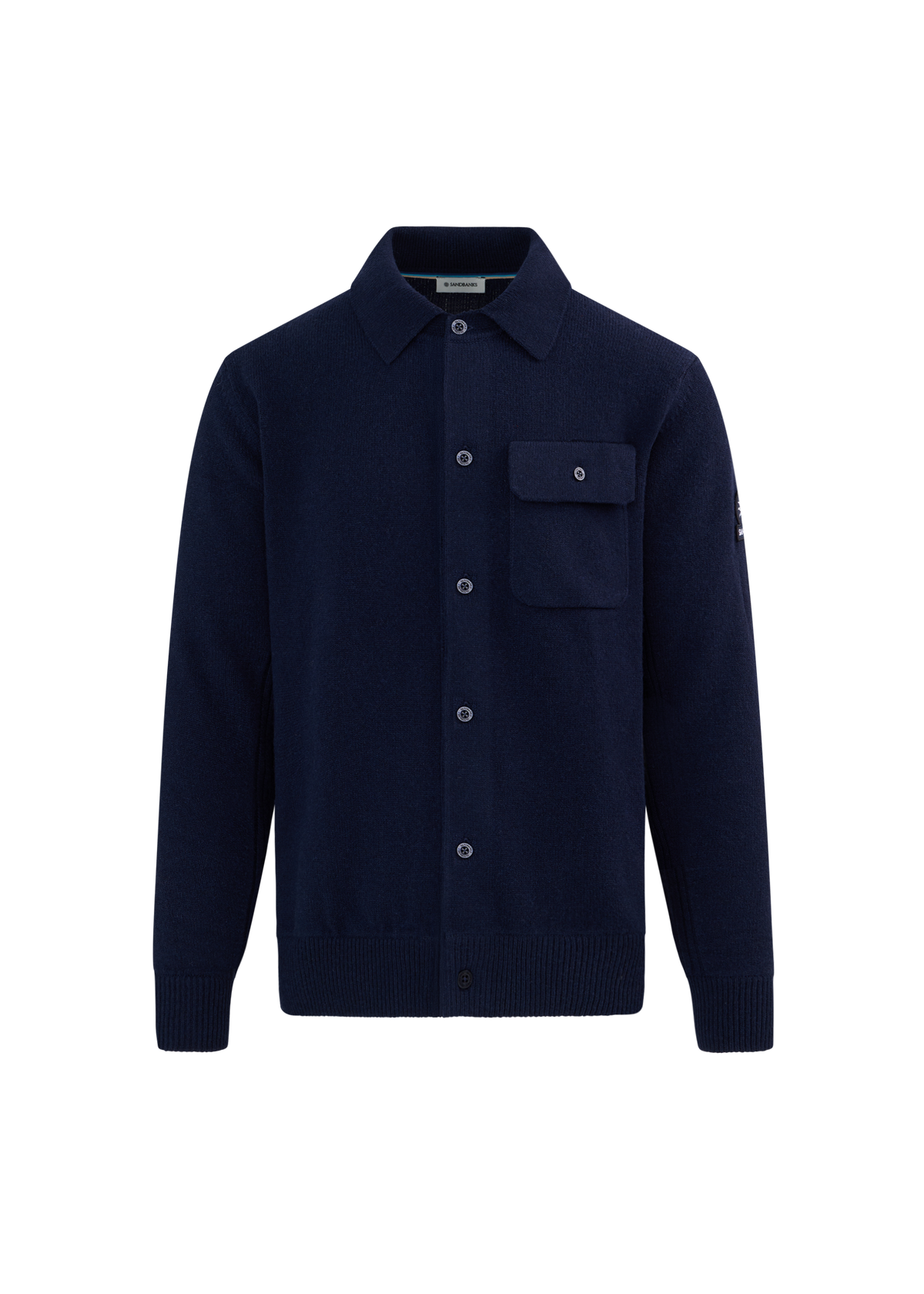 Button Through Knit Overshirt - Navy