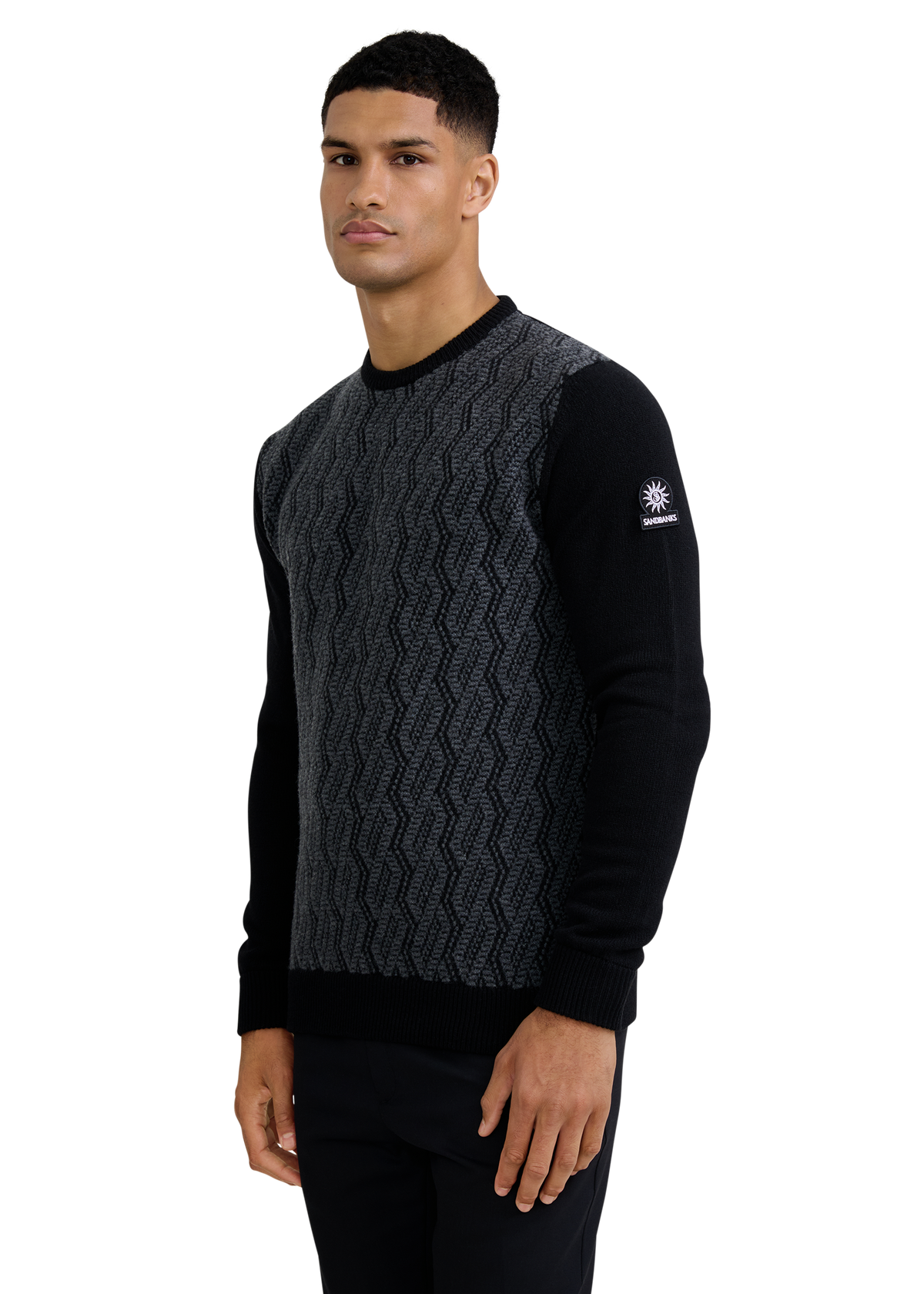 Intarsia Rope Knitted Jumper - Black