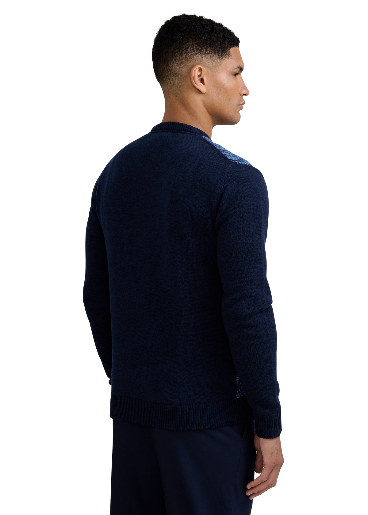 Intarsia Rope Knitted Jumper - Navy