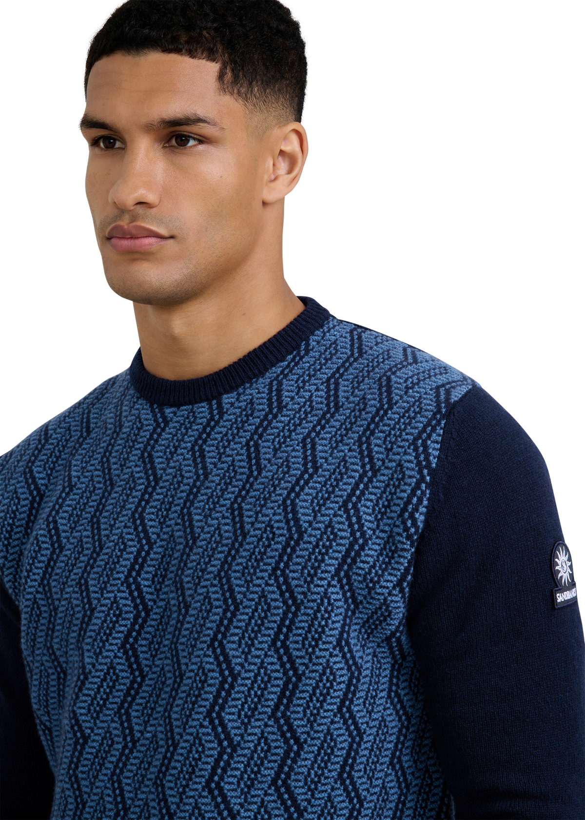 Intarsia Rope Knitted Jumper - Navy