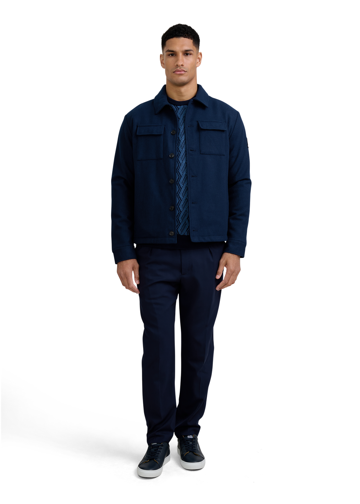 Intarsia Rope Knitted Jumper - Navy