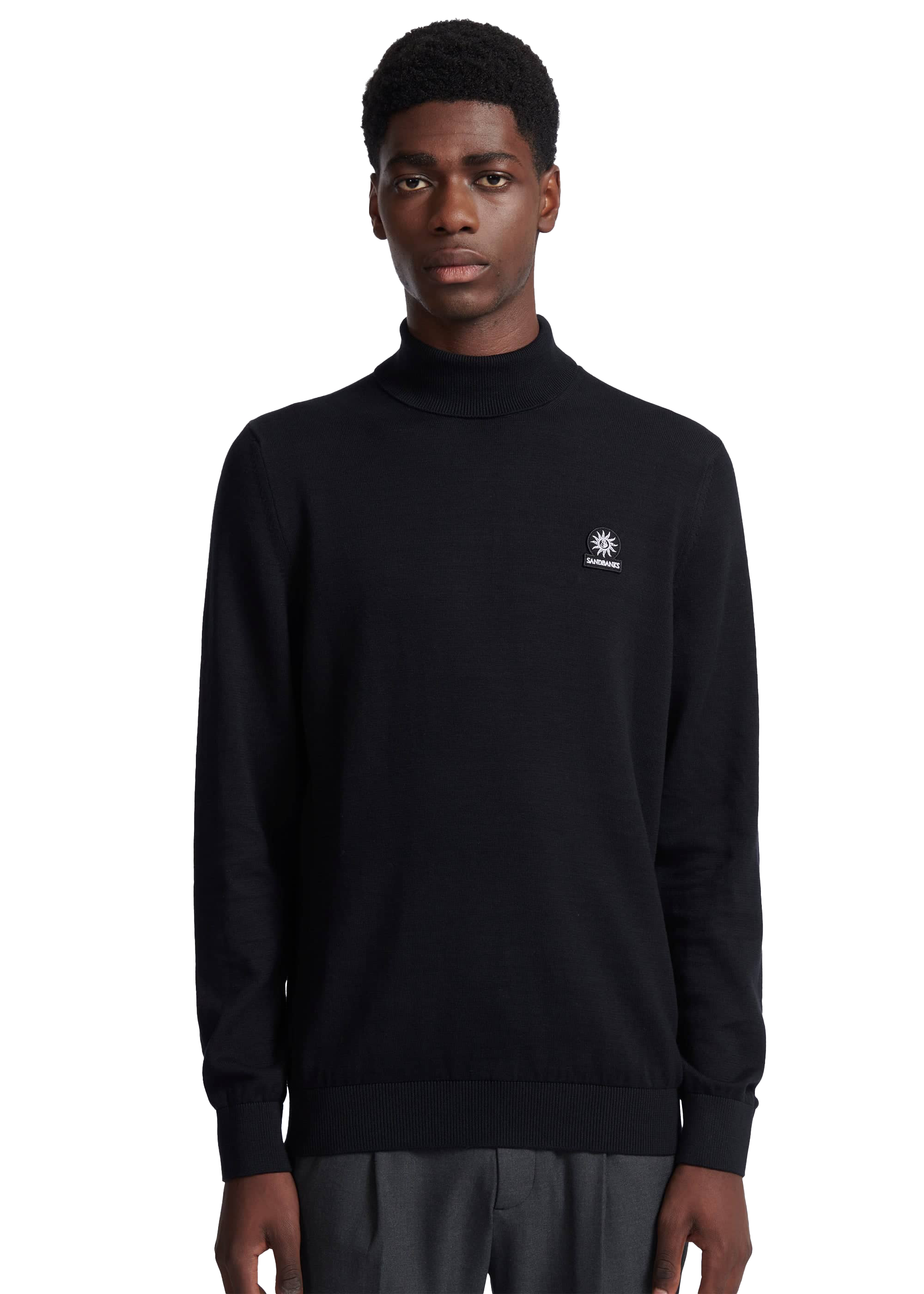 Sandbanks Fine Gauge Knitted Roll Neck - Black