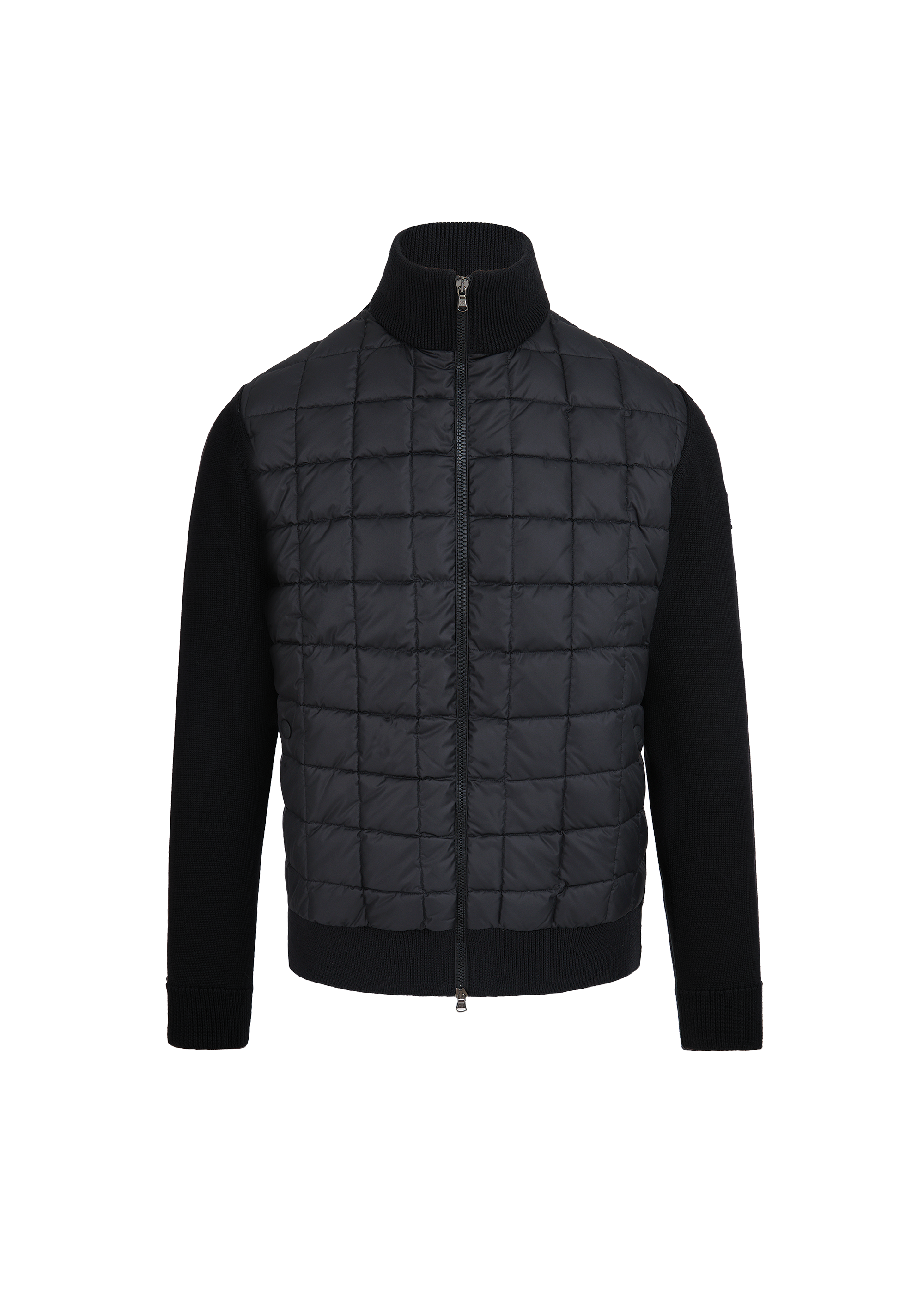 Sandbanks Grid Hybrid Funnel Neck Knit Jacket - Black
