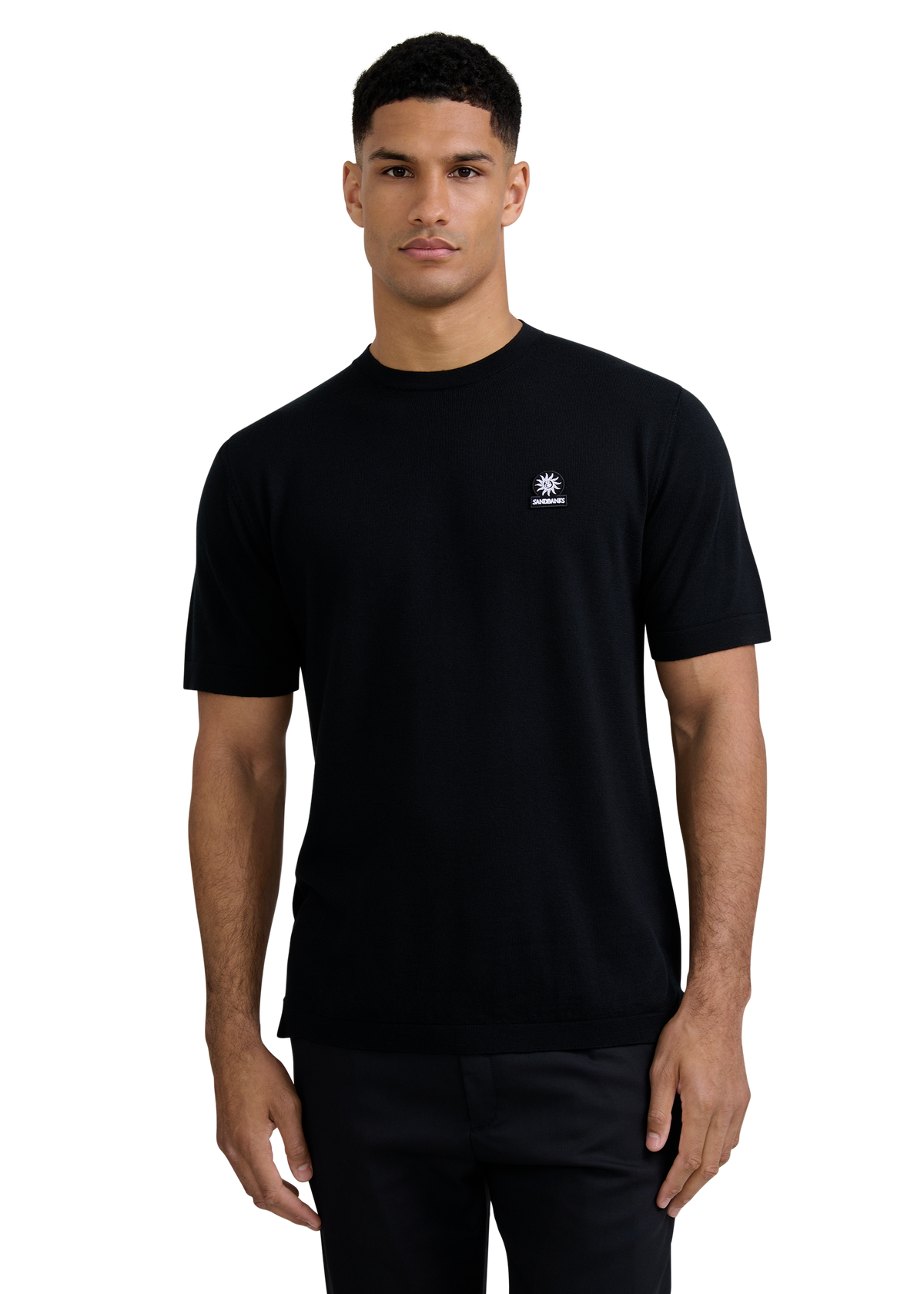 Merino Wool Knitted T-Shirt - Black