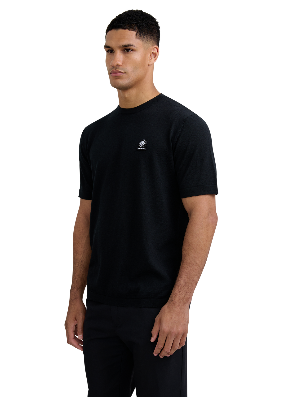 Merino Wool Knitted T-Shirt - Black