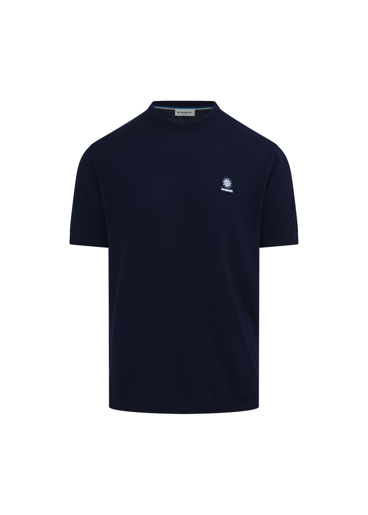 Merino Wool Knitted T-Shirt - Navy