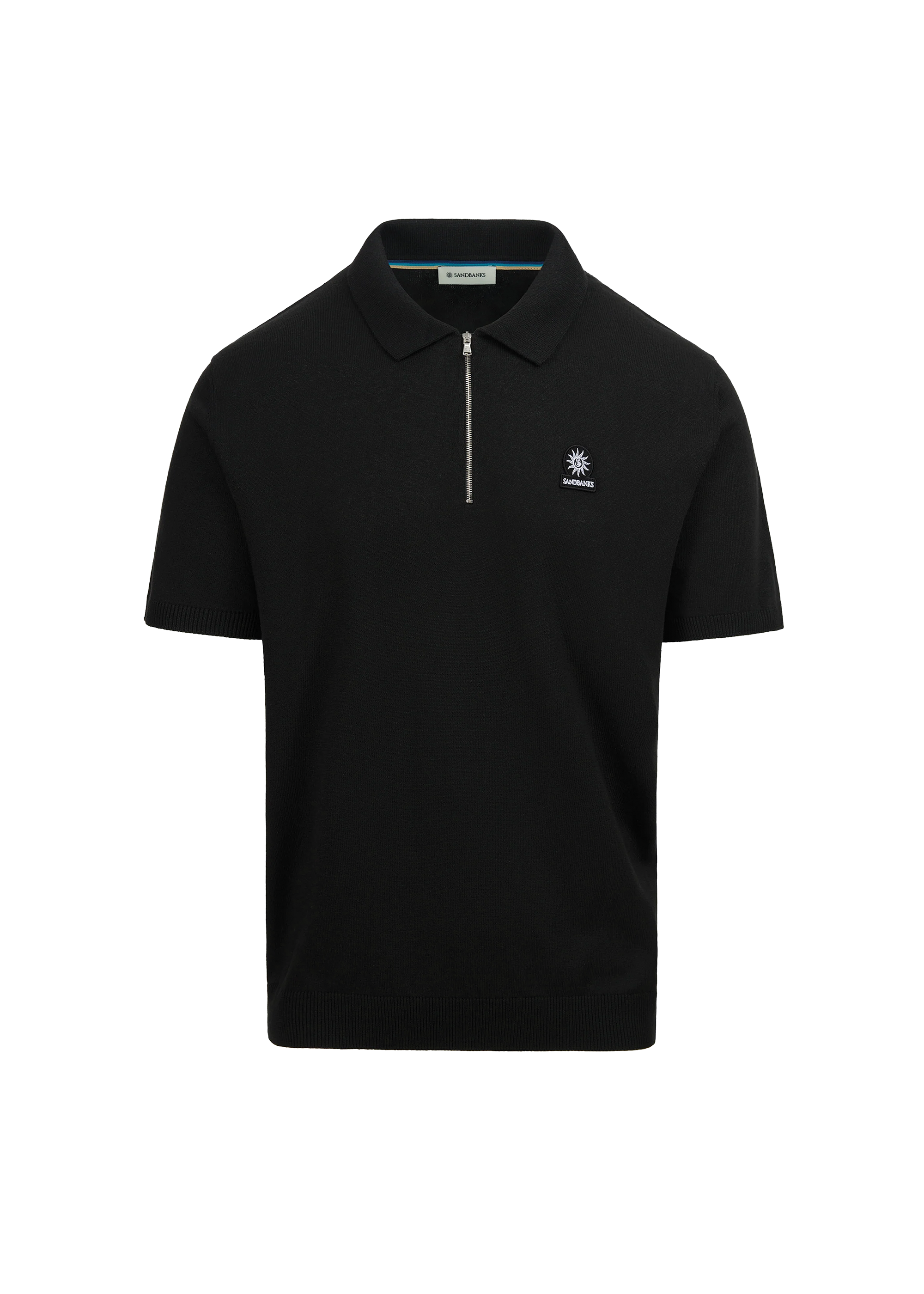 Sandbanks Zip Up Knitted Polo - Black