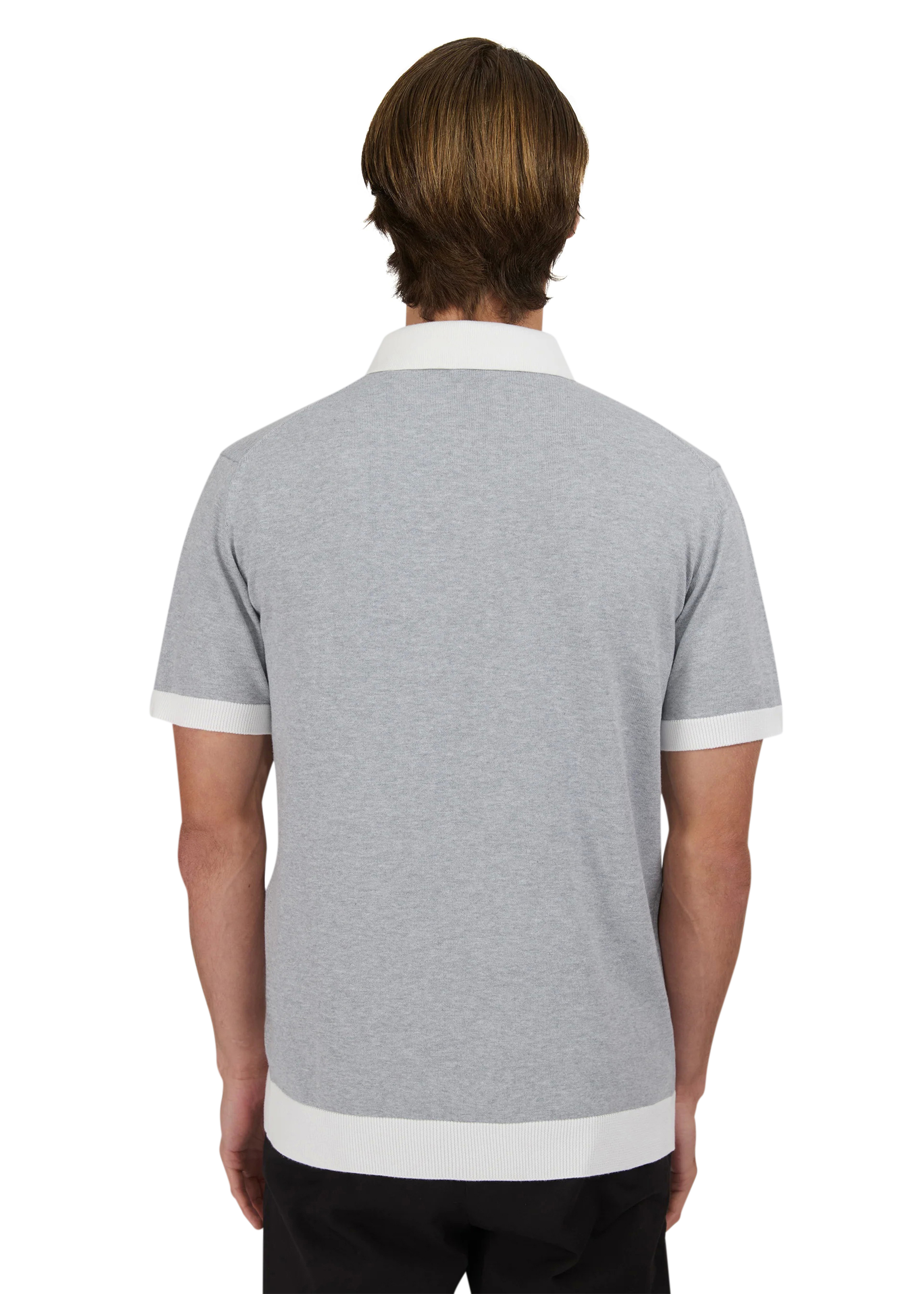 Sandbanks 3-Button Knitted Polo Shirt - Grey Marl - Sandbanks