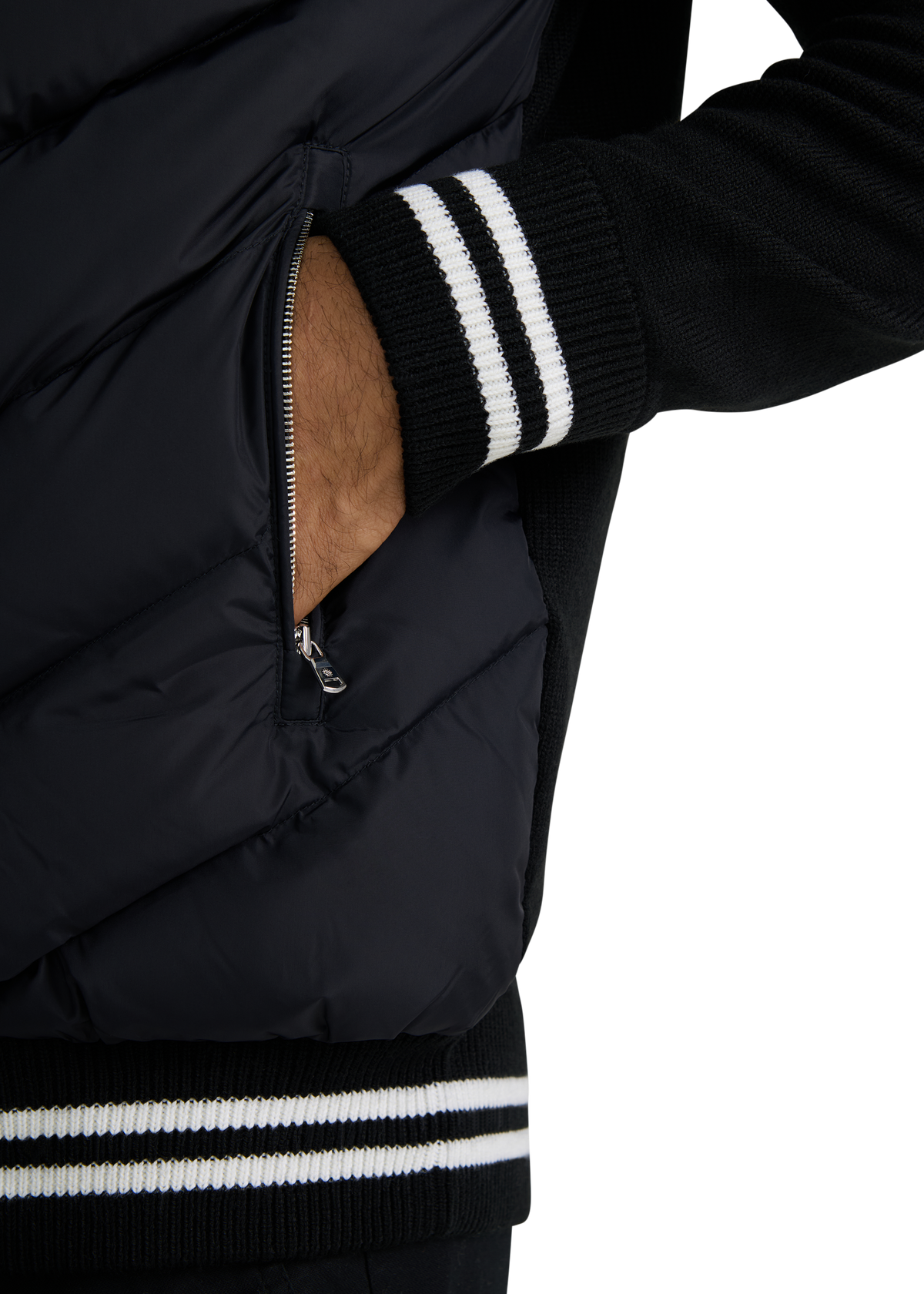 Hybrid Full-Zip Puffer Cardigan - Black
