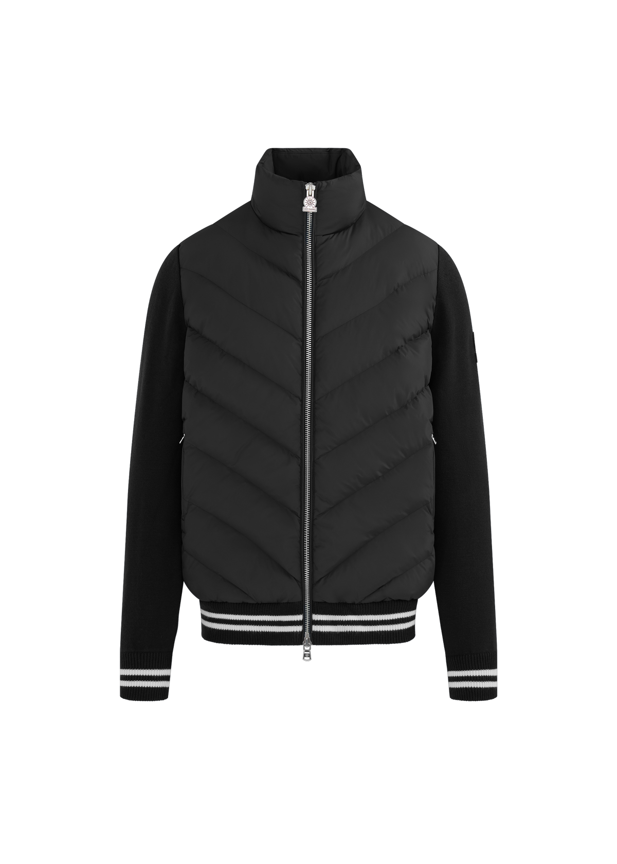 Hybrid Full-Zip Puffer Cardigan - Black