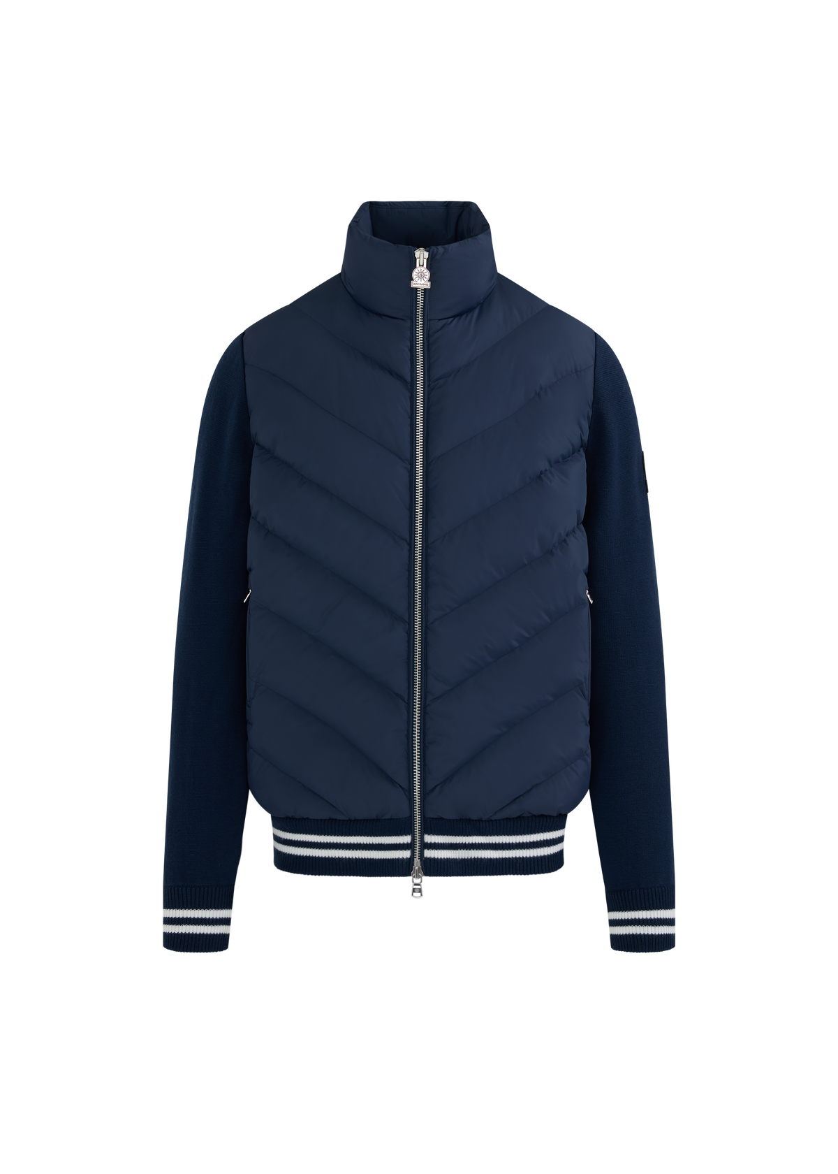 Hybrid Full-Zip Puffer Cardigan - Navy