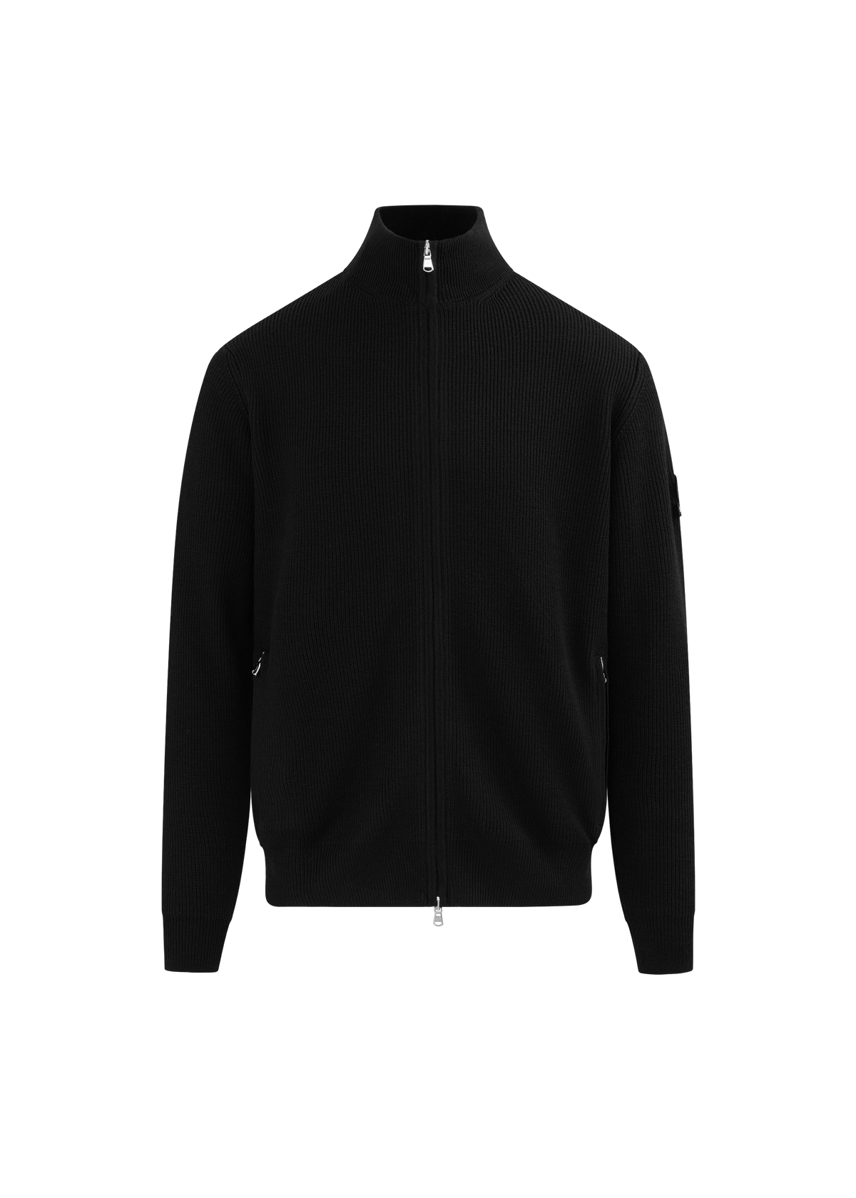 Zip-Through Funnel Neck Cardigan - Black