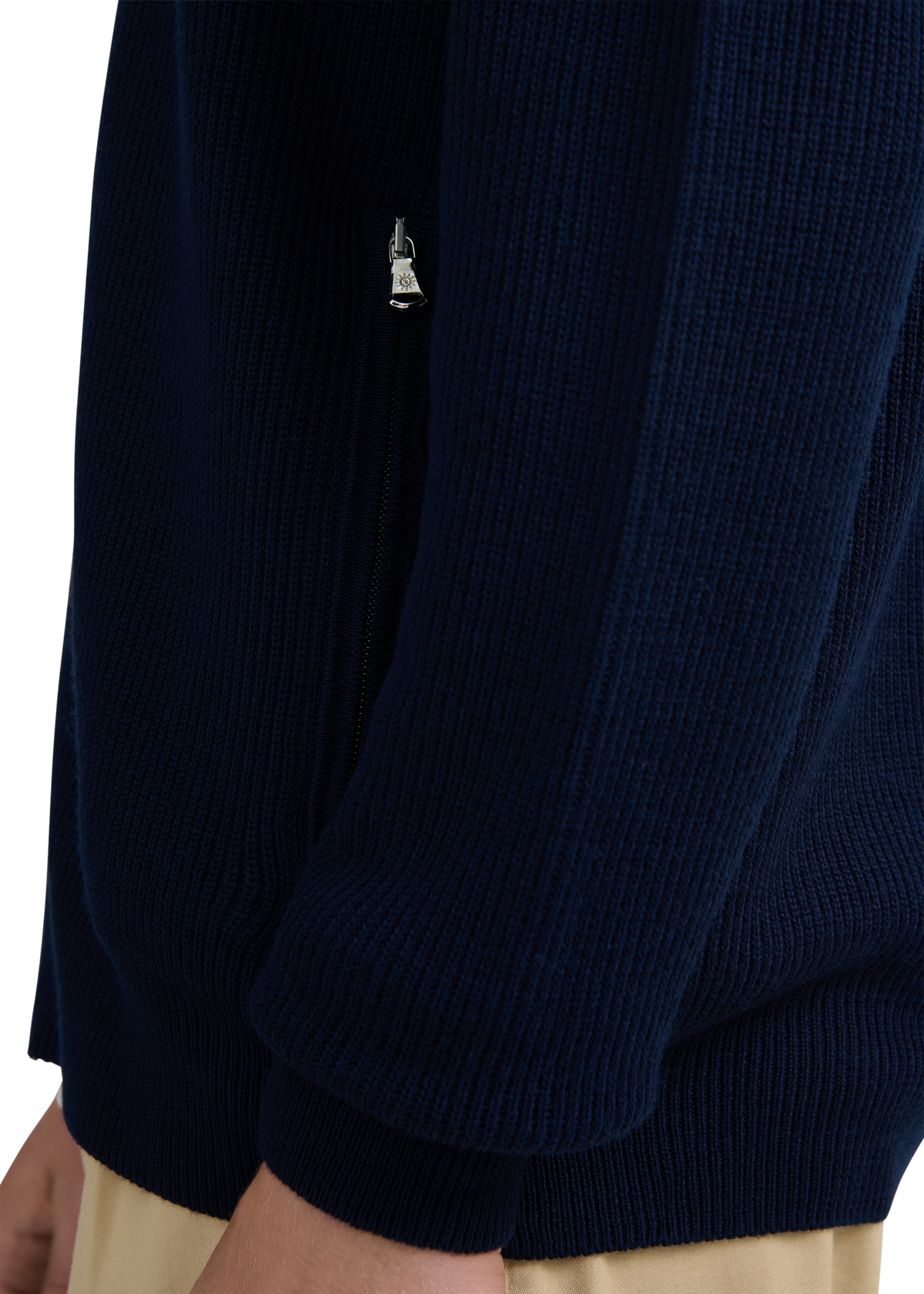 Zip-Through Funnel Neck Cardigan - Navy