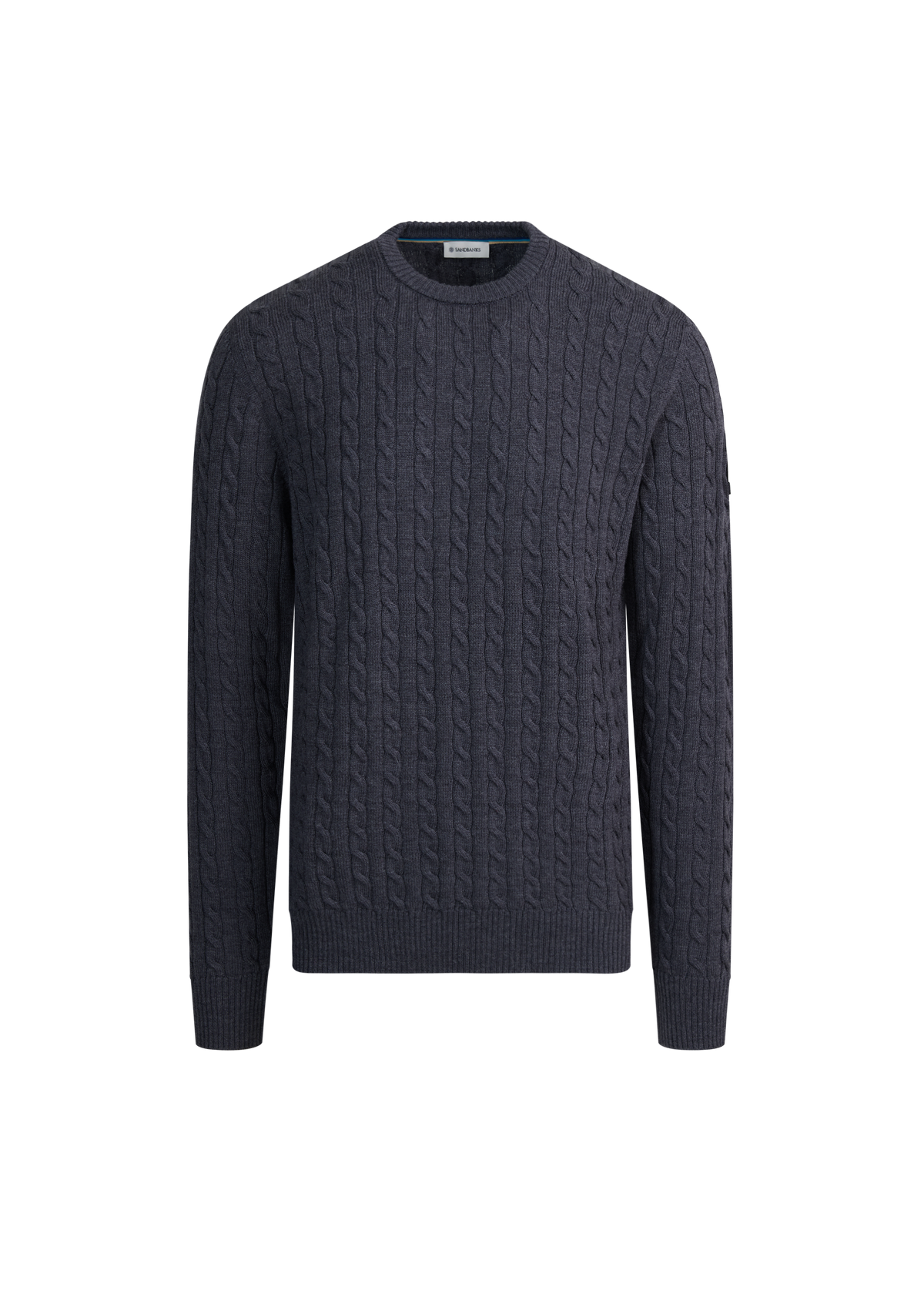 Sandbanks Merino Wool Cable Knit Jumper - Anthracite
