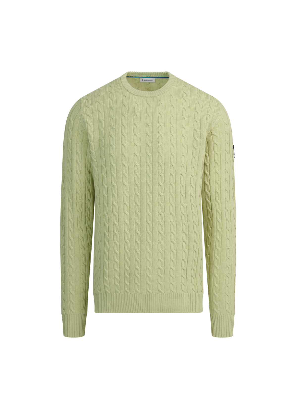 Sandbanks Merino Wool Cable Knit Jumper - Sage