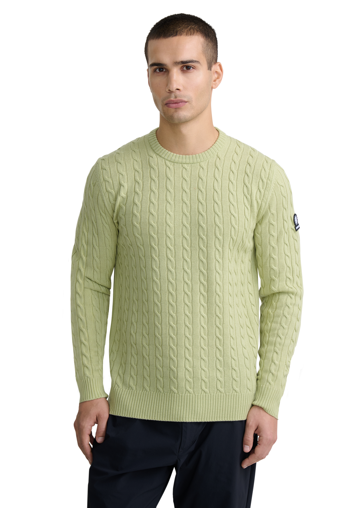 Sandbanks Merino Wool Cable Knit Jumper - Sage