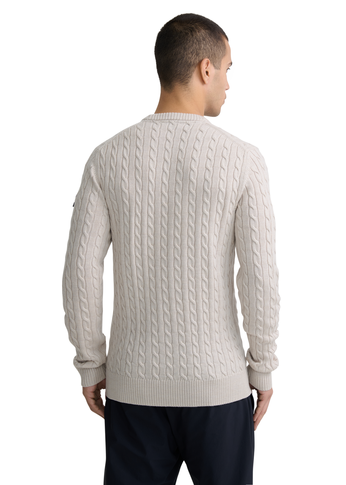 Sandbanks Merino Wool Cable Knit Jumper - Stone