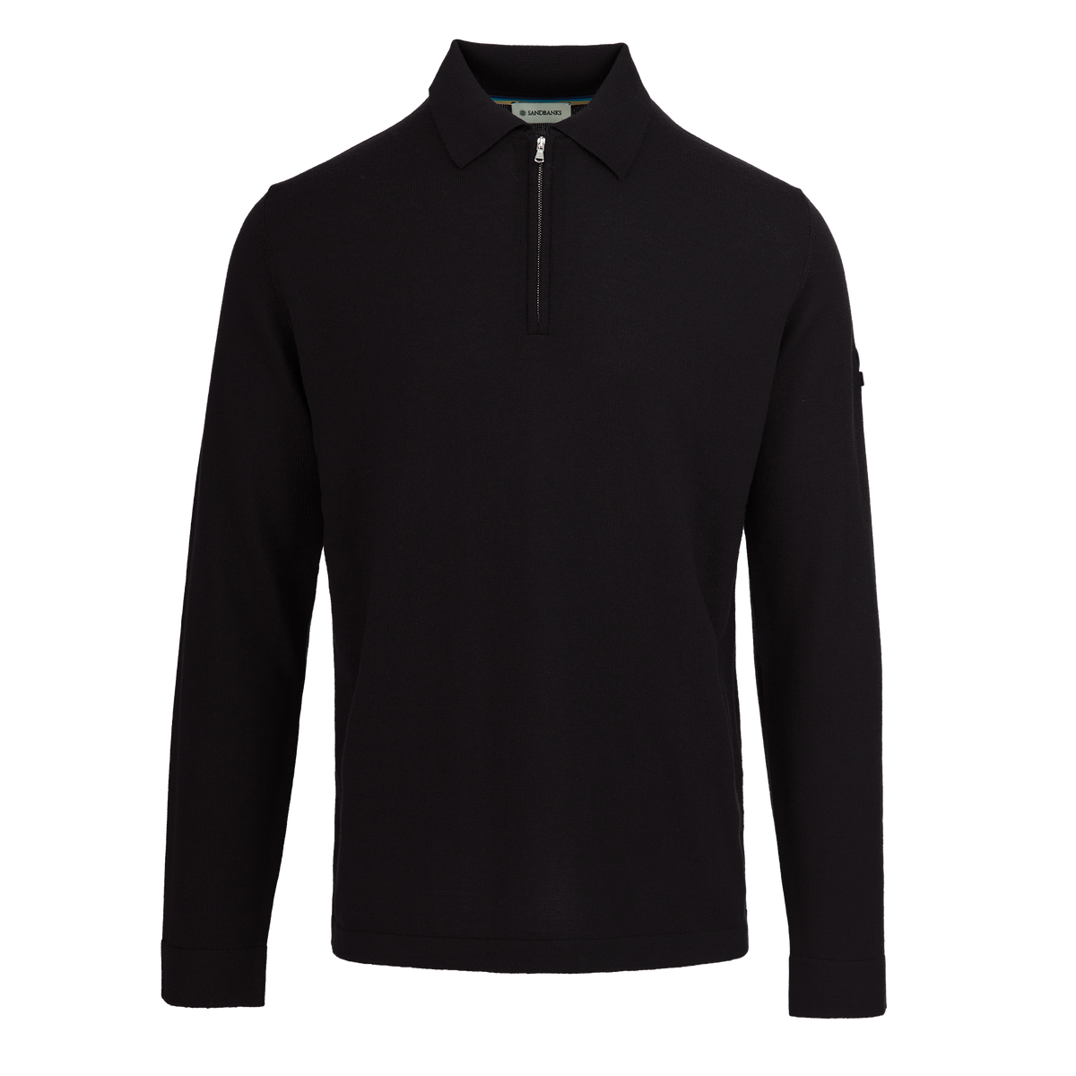 MARK&LONA★Zip Polo★ブラック38 Sandbanks Merino Wool Zip Polo Shirt - Black