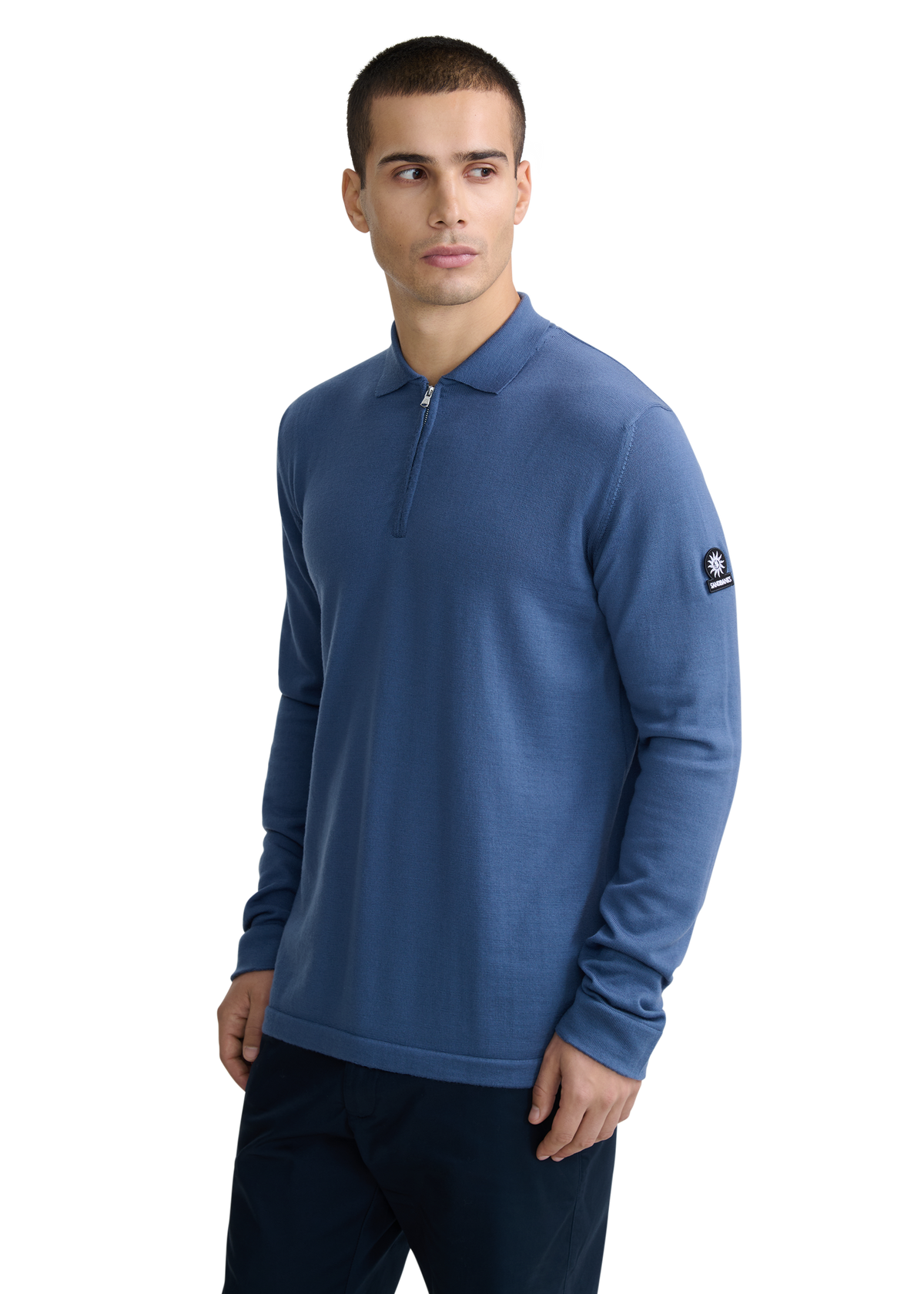 Sandbanks Merino Wool Zip Polo Shirt - Teal