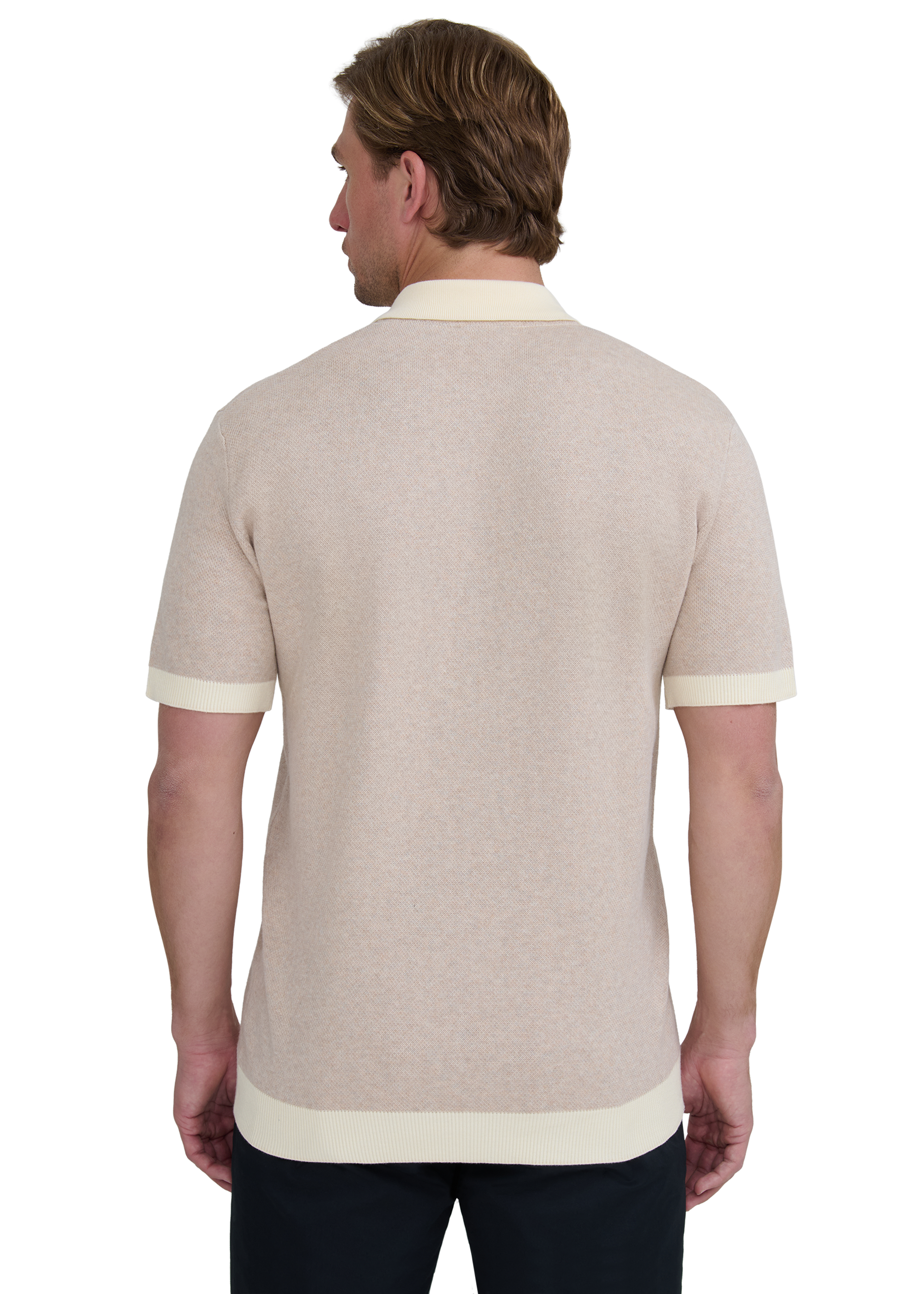 Sandbanks Knitted Full Button Polo Shirt - Oat