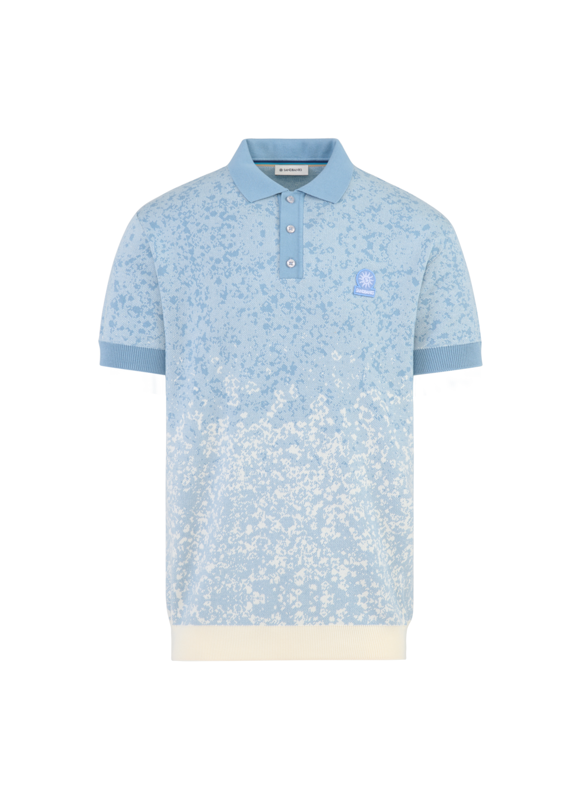 Gradient Knitted Rib Polo Shirt - Dusty Blue