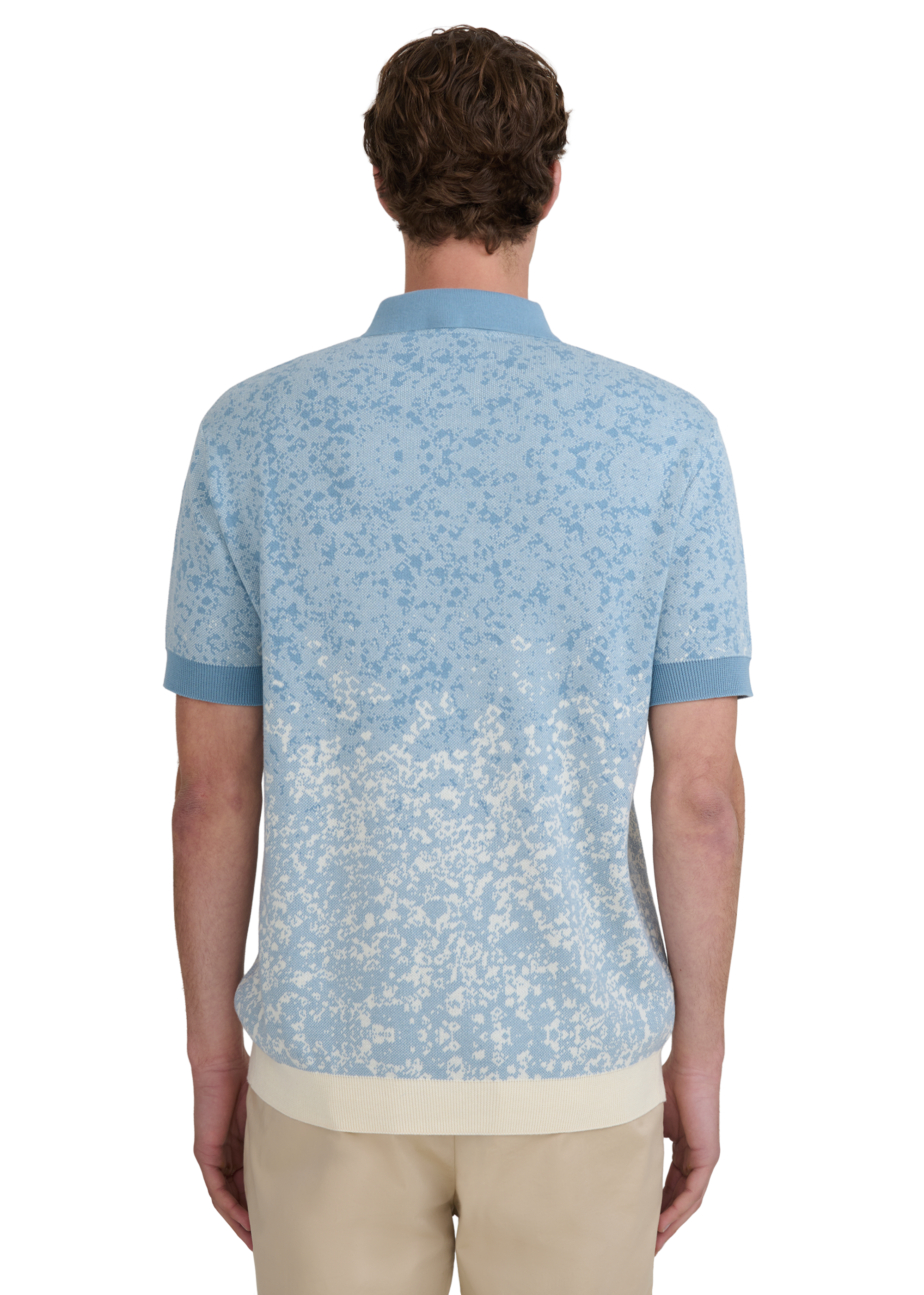 Gradient Knitted Rib Polo Shirt - Dusty Blue