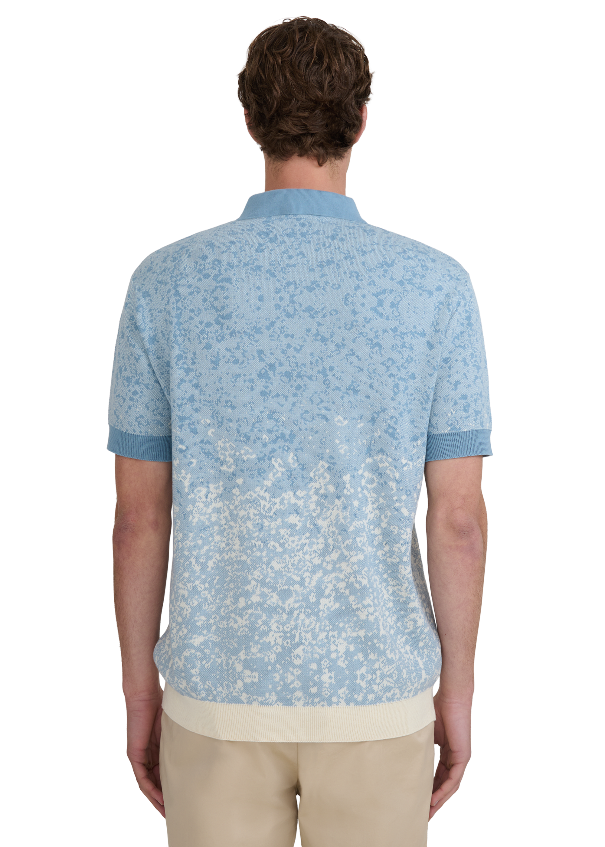 Gradient Knitted Rib Polo Shirt - Dusty Blue