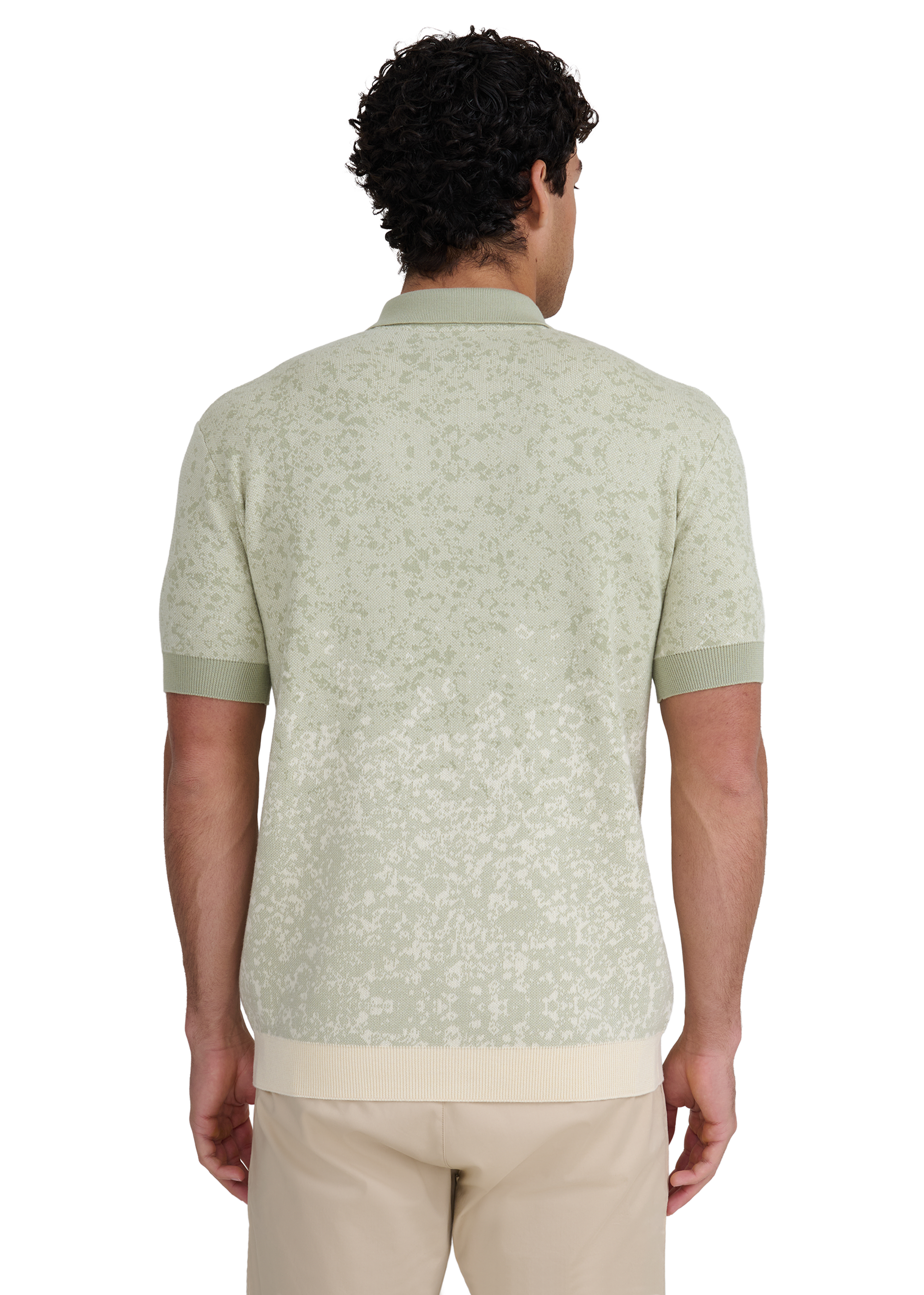 Gradient Knitted Rib Polo Shirt - Sage