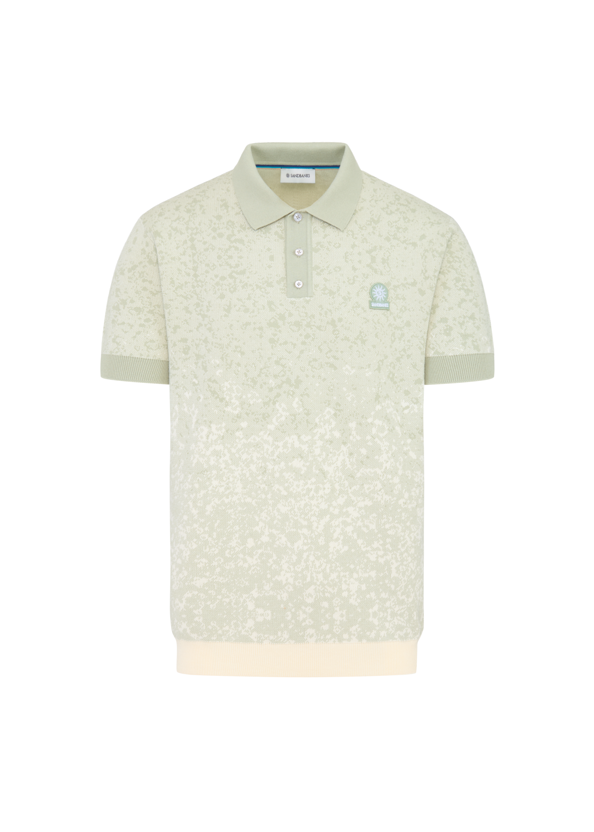Gradient Knitted Rib Polo Shirt - Sage