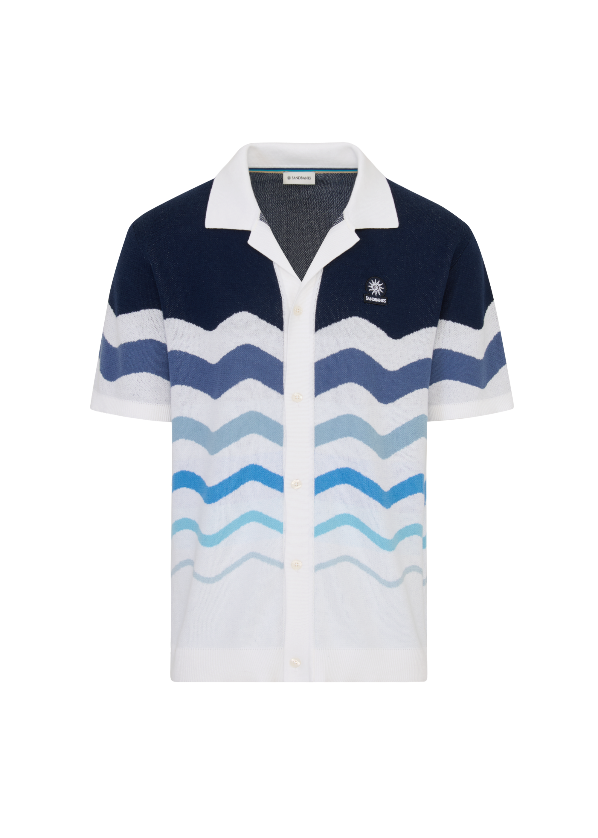 Gradient Wave Knitted Shirt - Blue