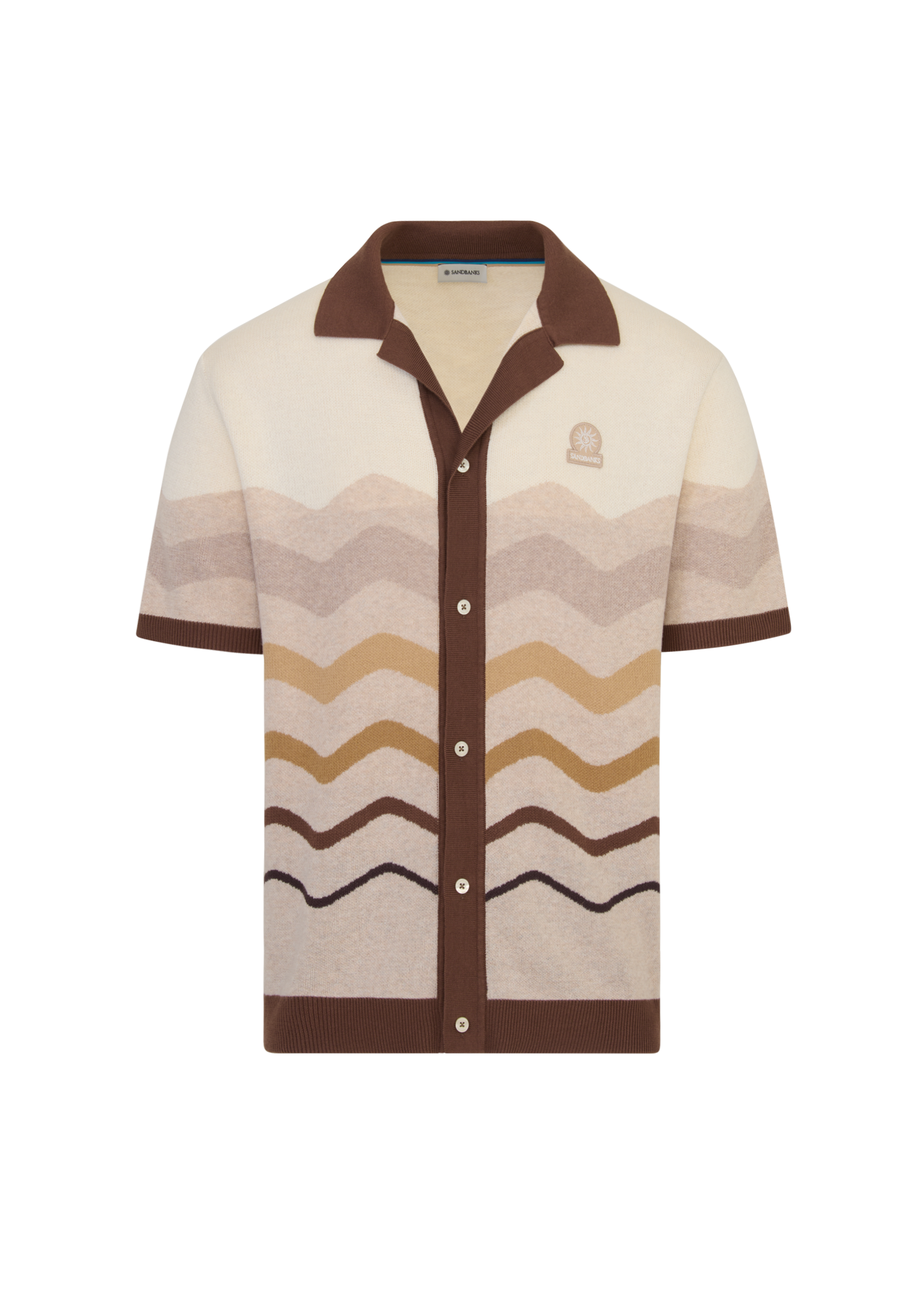 Gradient Wave Knitted Shirt - Stone