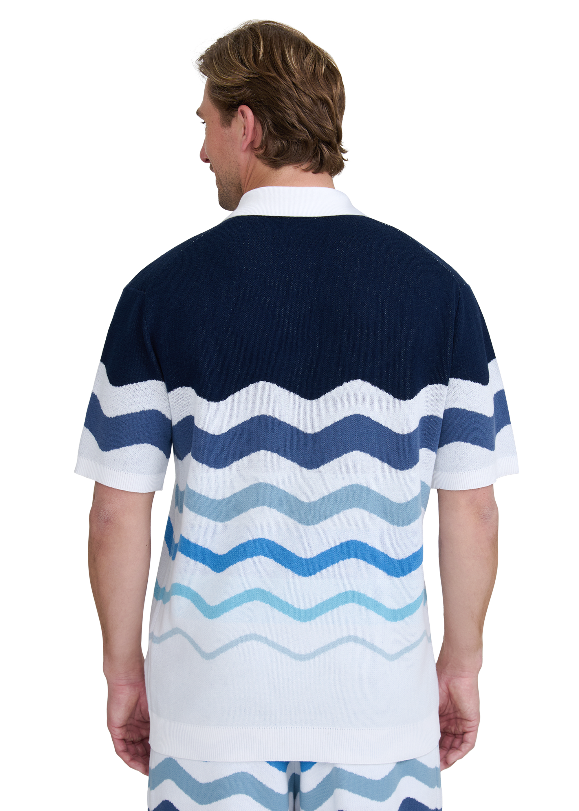 Gradient Wave Knitted Shirt - Blue