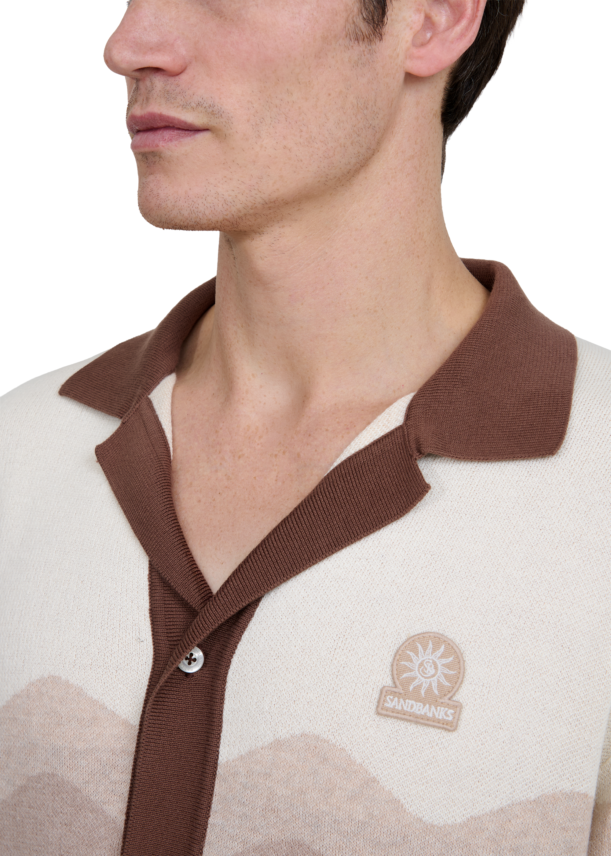 Gradient Wave Knitted Shirt - Stone