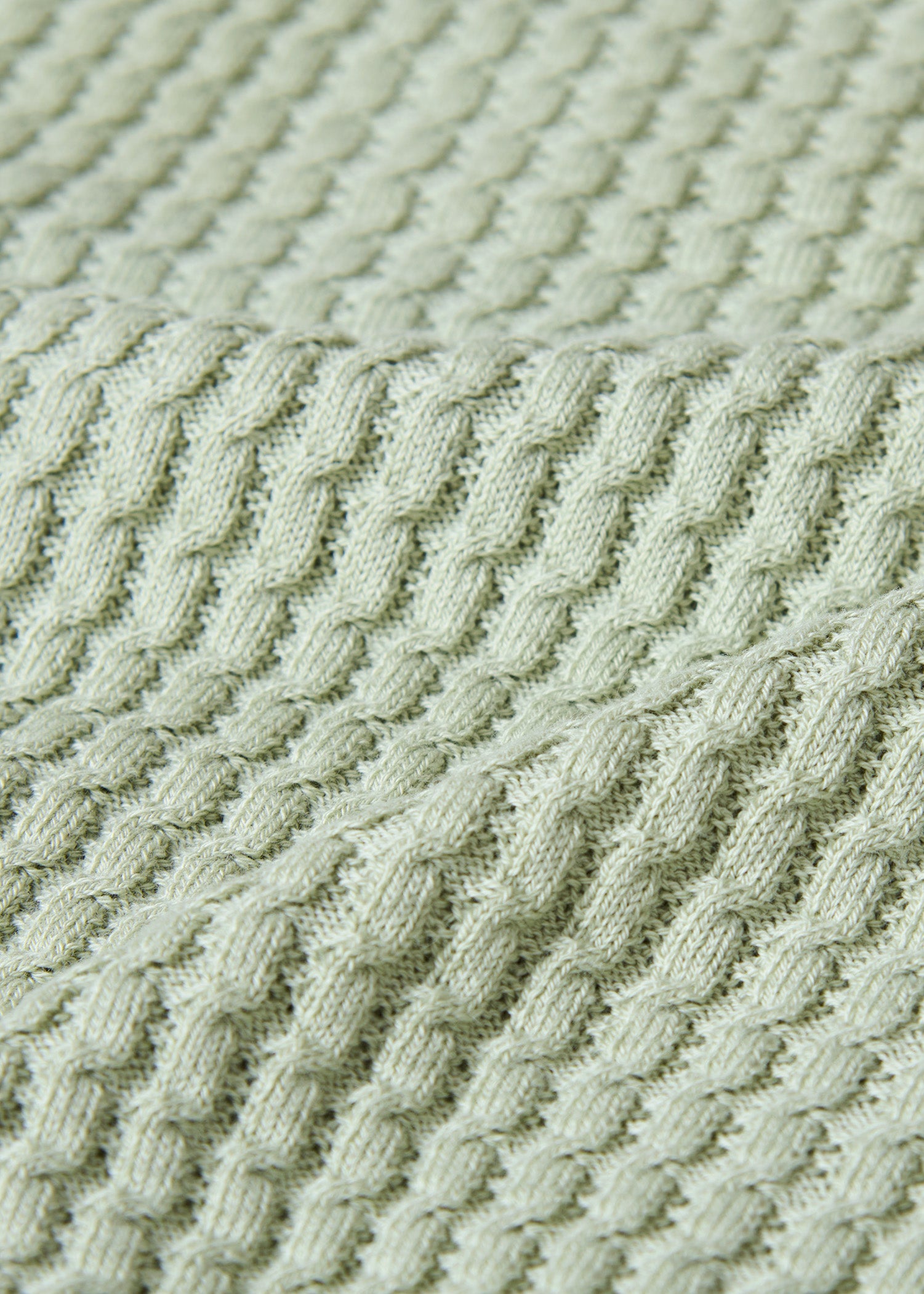 Micro-Cable Knitted Polo Shirt - Sage